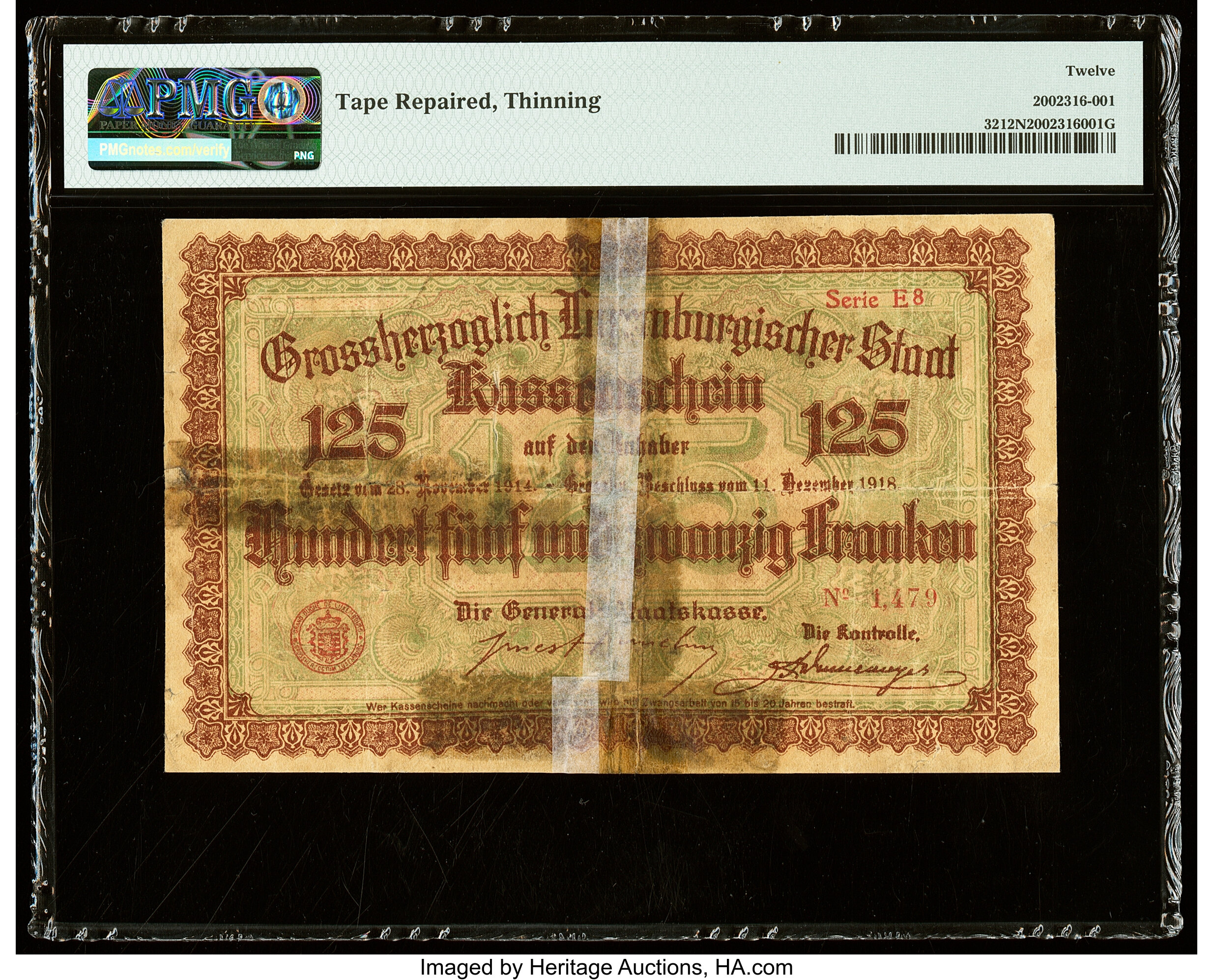 image for: Luxembourg  125 francs / franken (B314a)