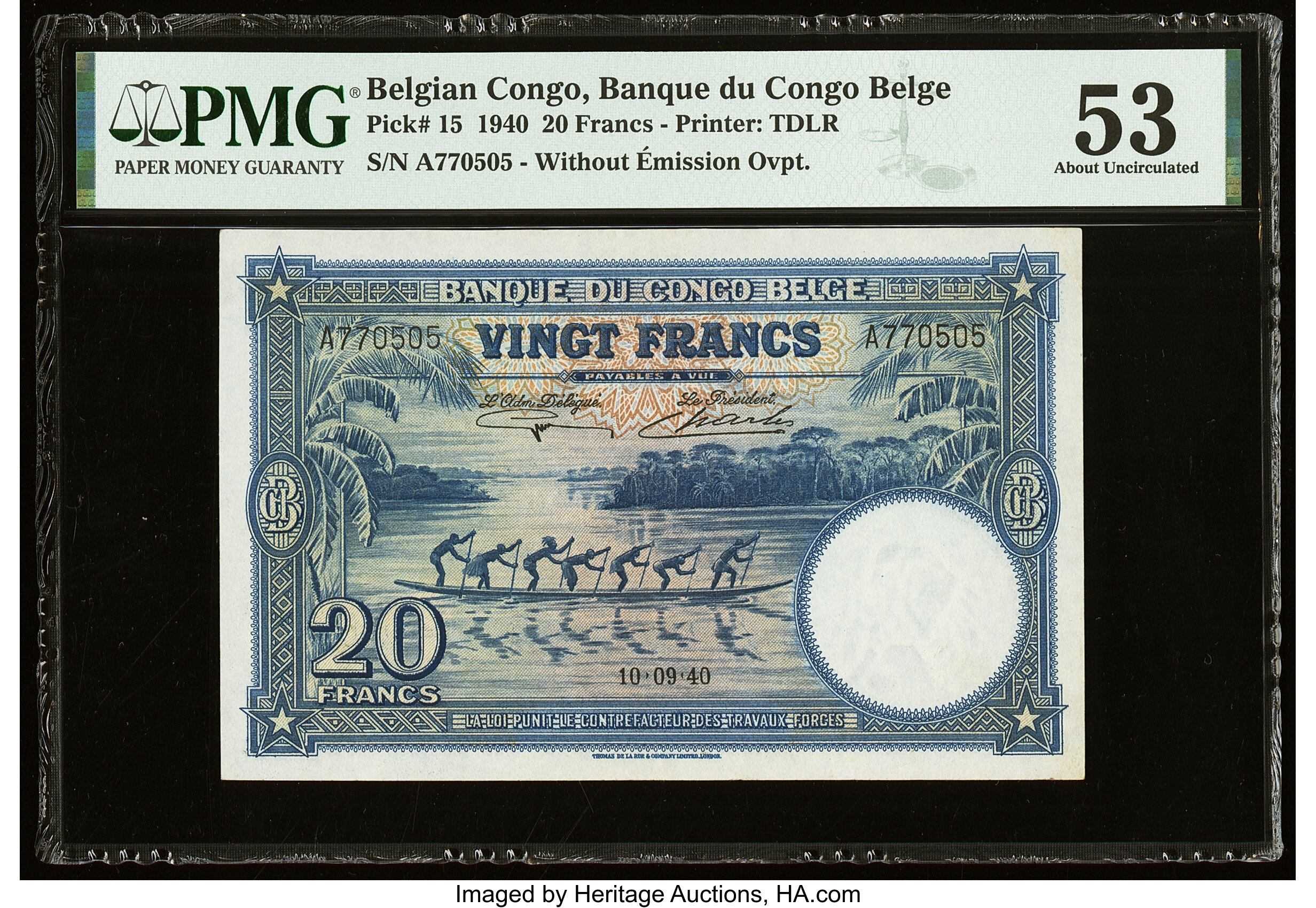 image for: Belgian Congo  20 francs(B215a)