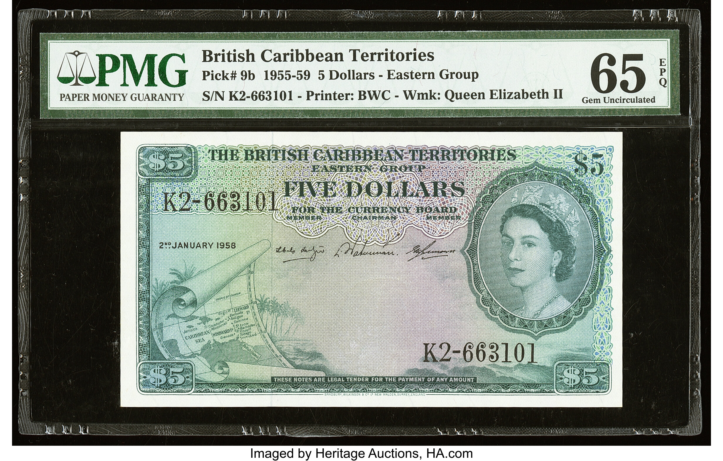 image for: British Caribbean Territories  5 dollars(B109c)