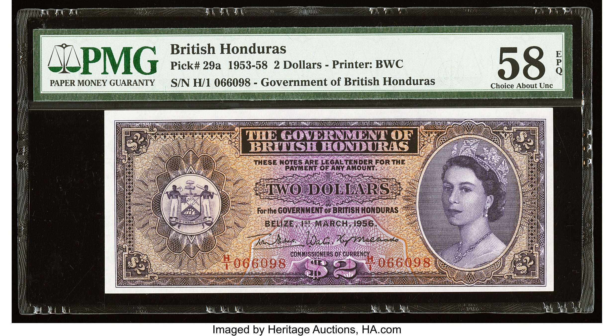 image for: British Honduras  2 dollars (B128as)