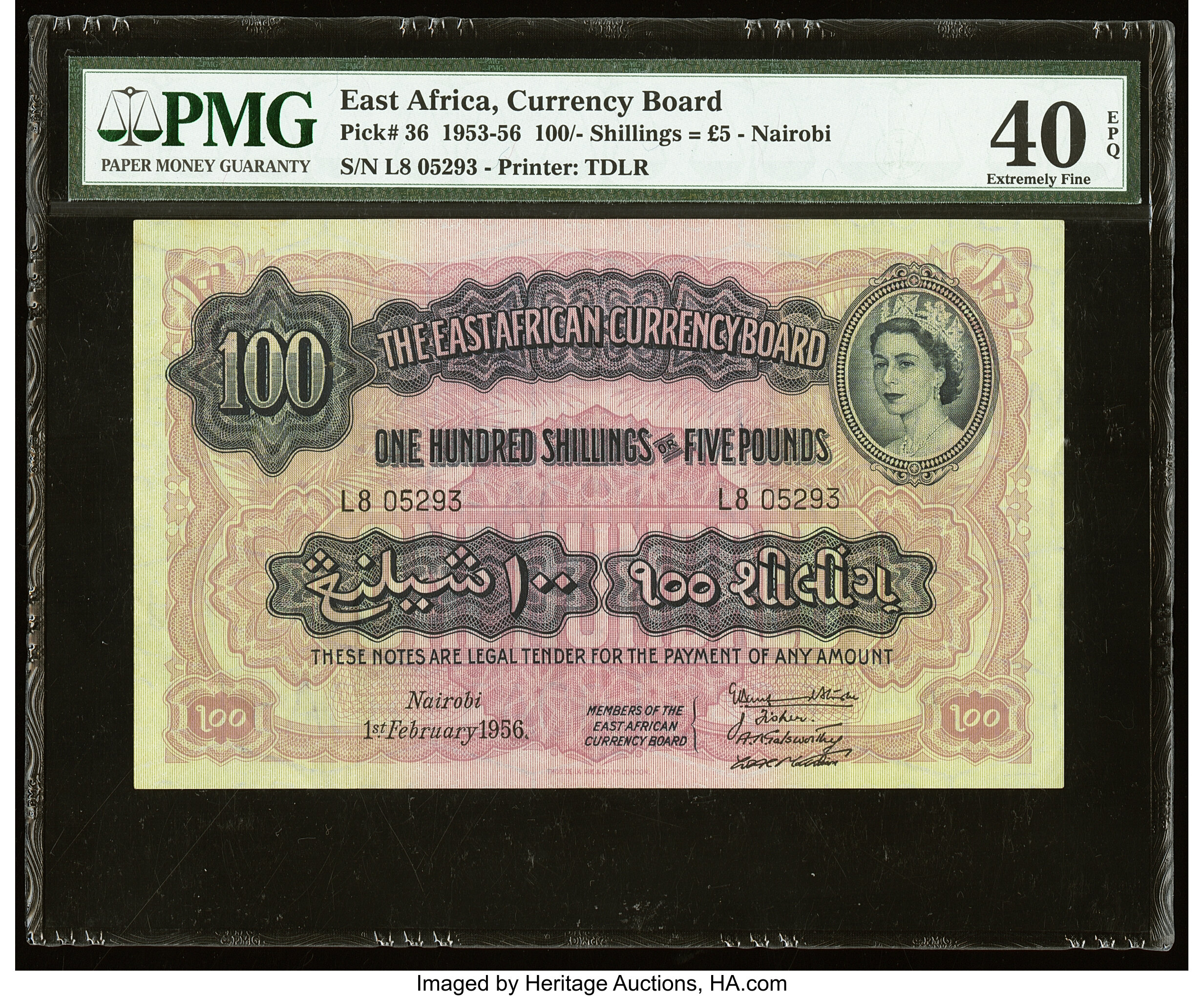 image for: East Africa  100 shillings = 5 pounds(B226a)