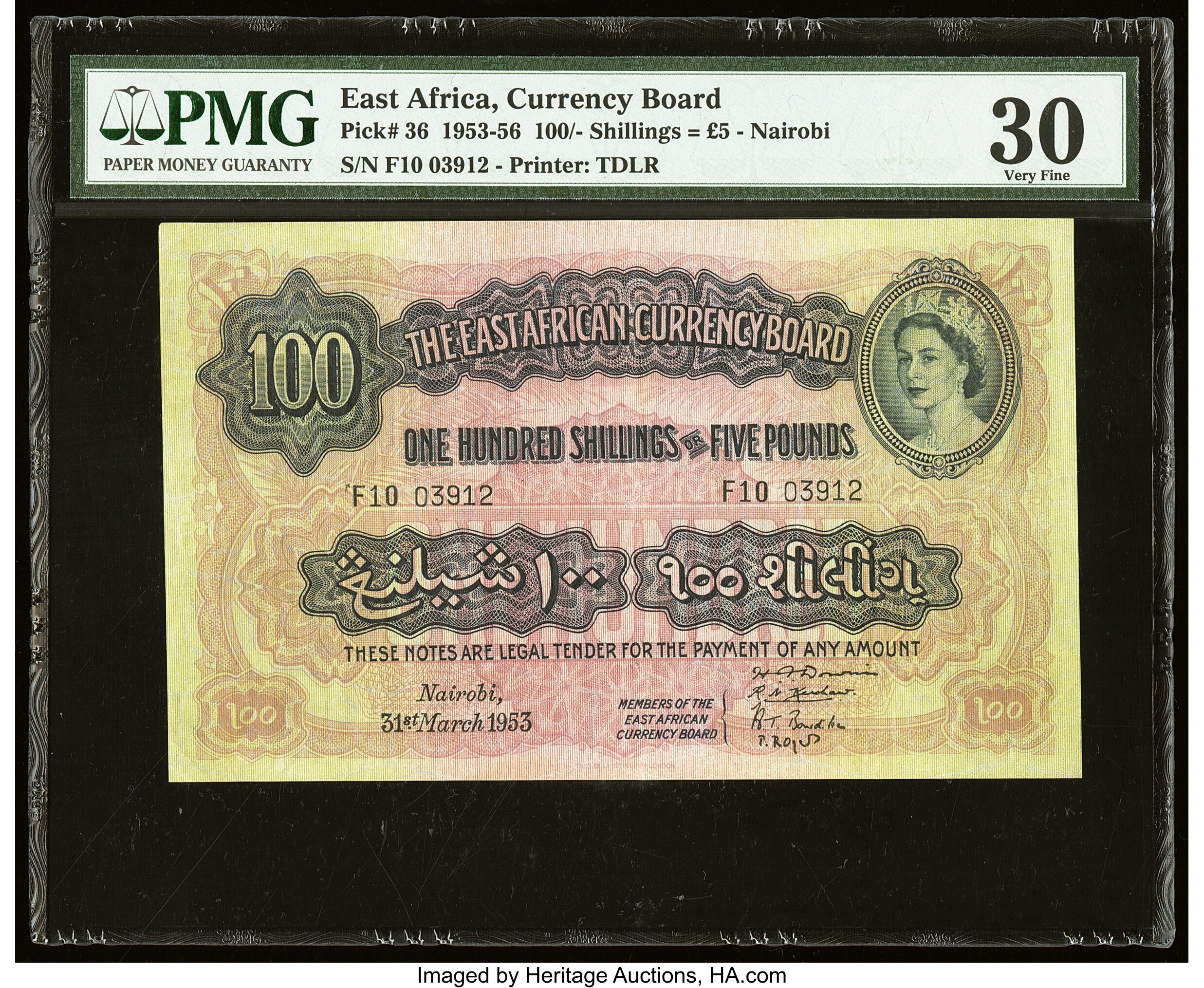 image for: East Africa  100 shillings = 5 pounds(B226d)