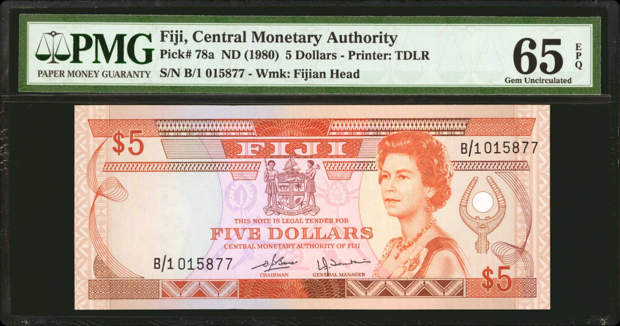 image for: Fiji  5 dollars (B409a)