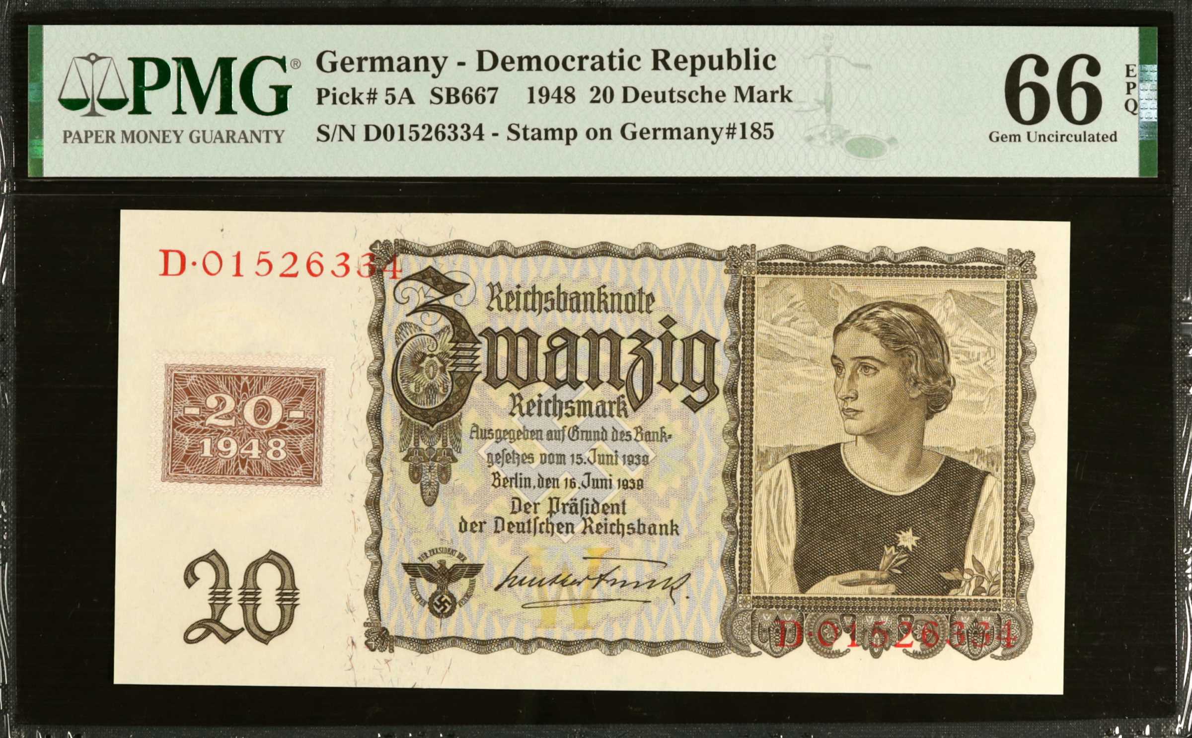 image for: German Democratic Republic  20 deutsche mark (B106a5)