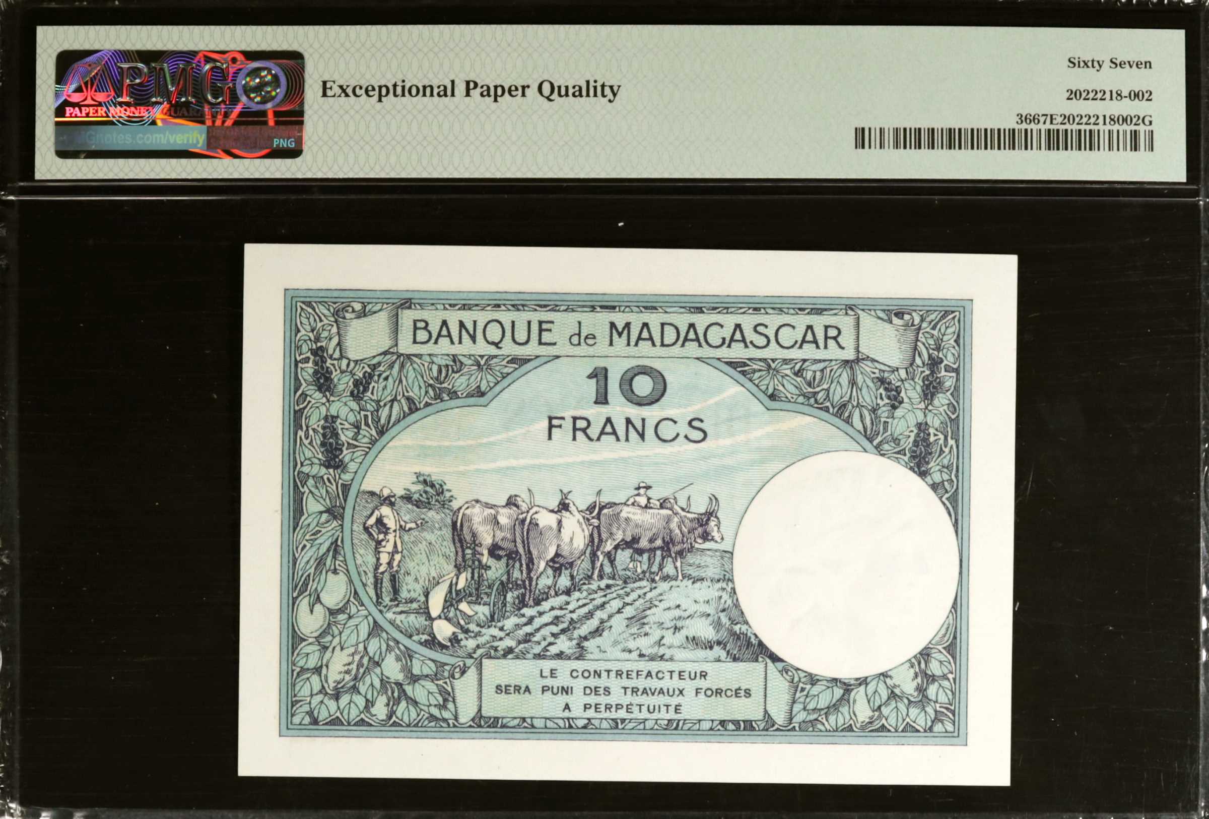 image for: Madagascar  10 francs(B203bs)
