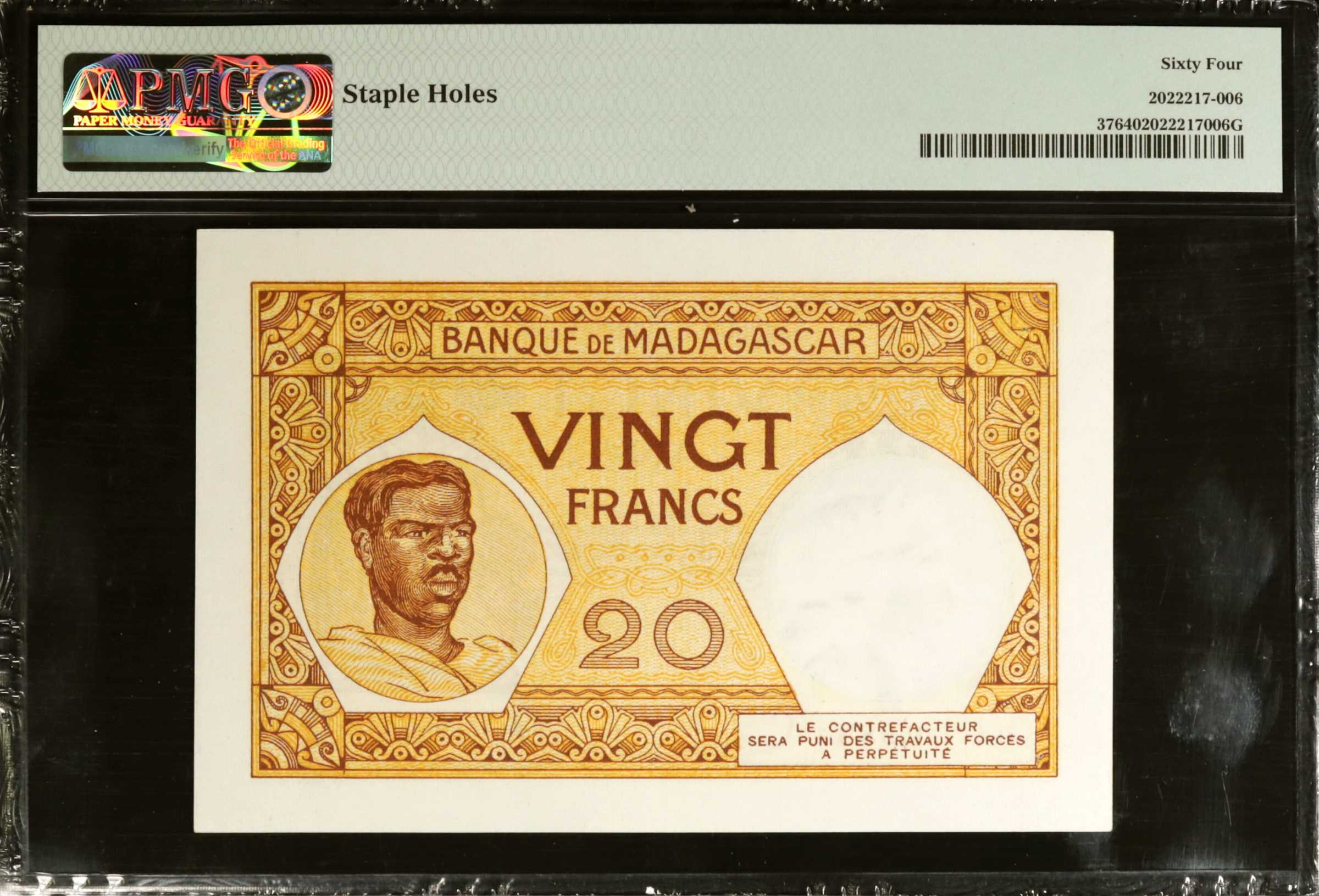 image for: Madagascar  20 francs(B204b)
