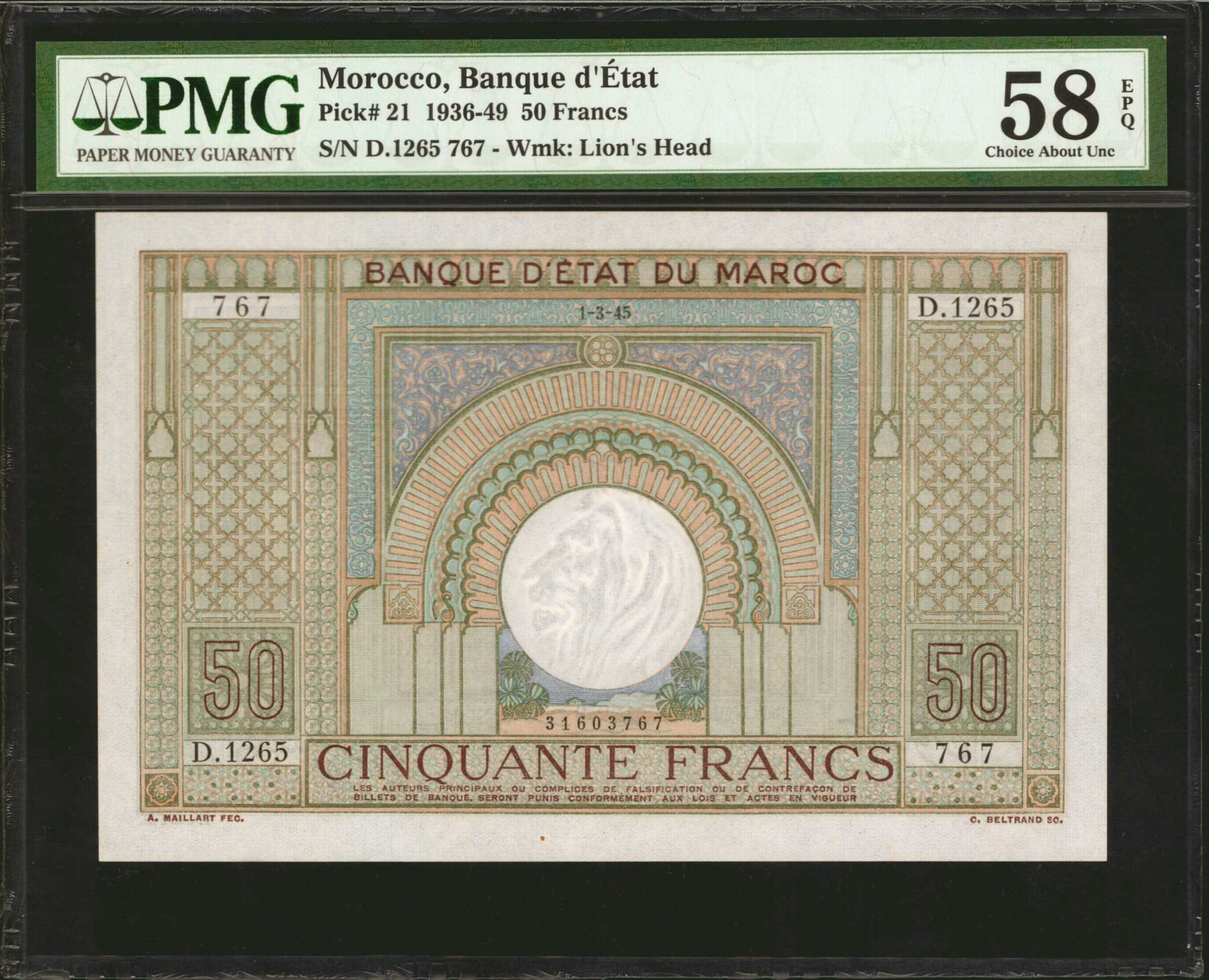image for: Morocco  50 francs(B212c)