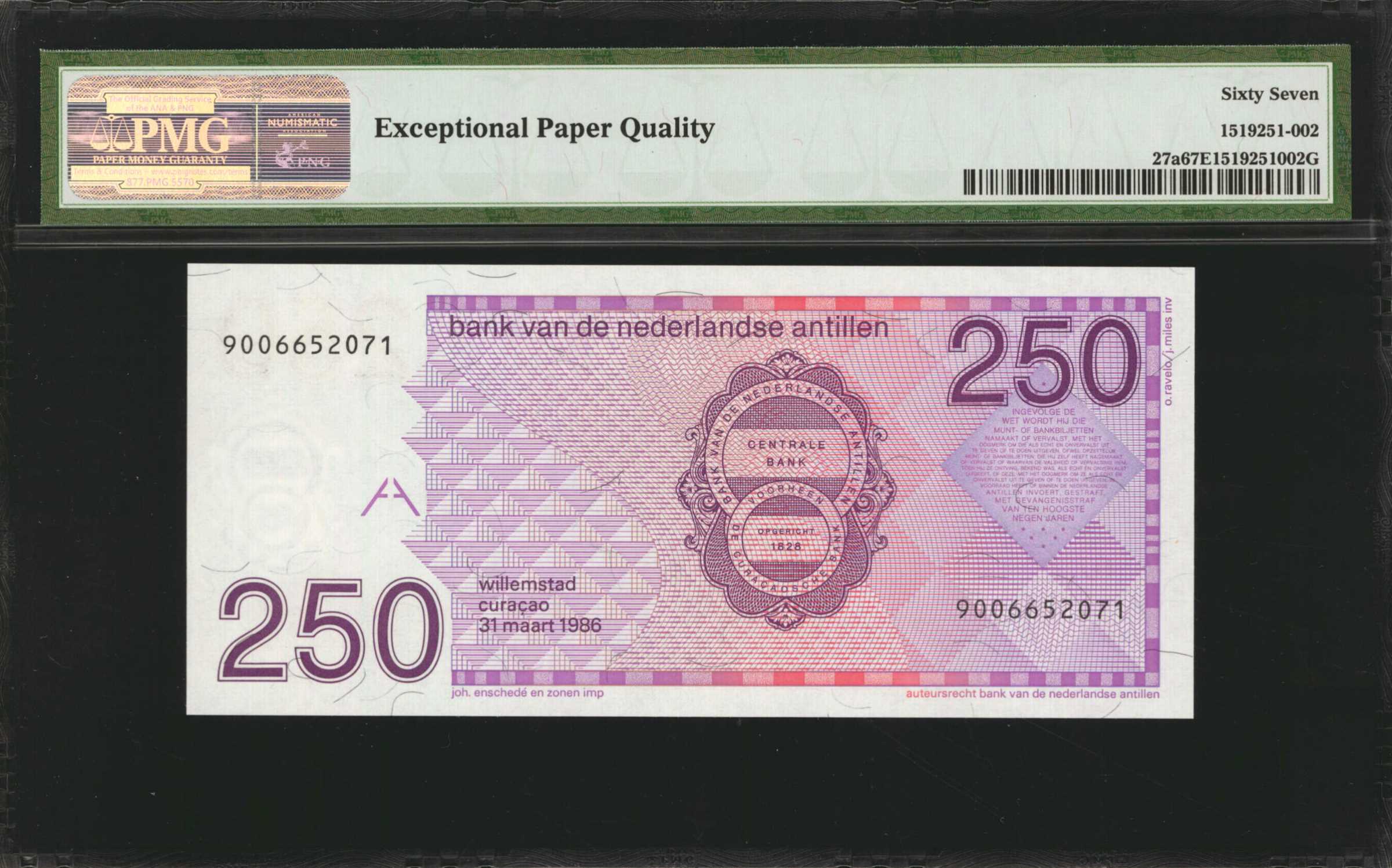 image for: Netherlands Antilles  250 gulden (guilders) (B224a)