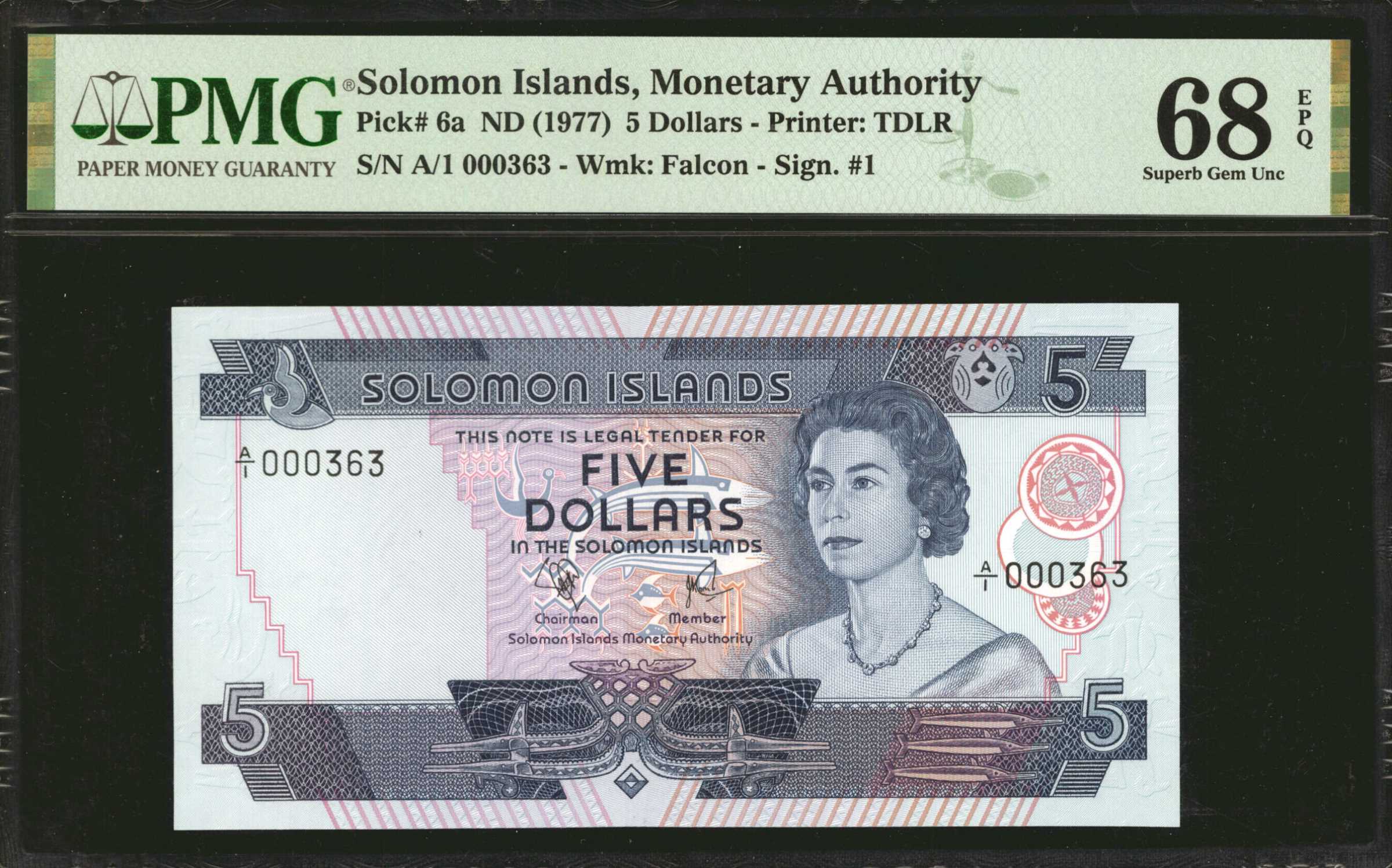 image for: Solomon Islands  5 dollars (B102bs)