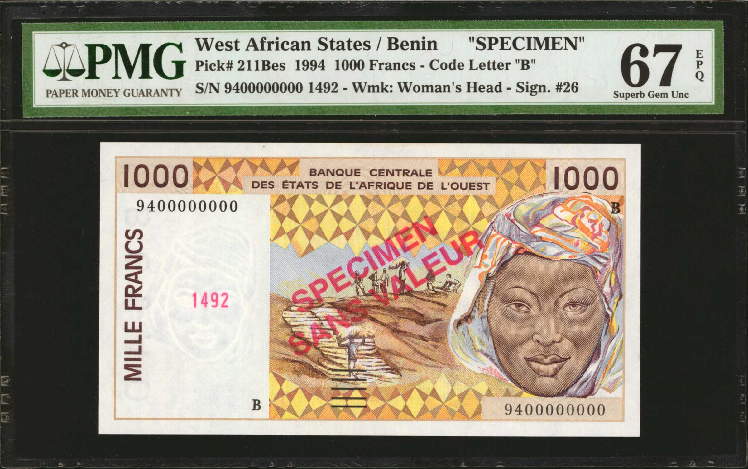 image for: West African States  1,000 francs (B116Bes)
