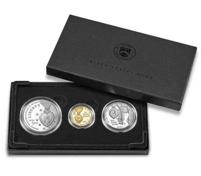 2022 Set National Purple Heart Hall of Honor, 3 Coins PR