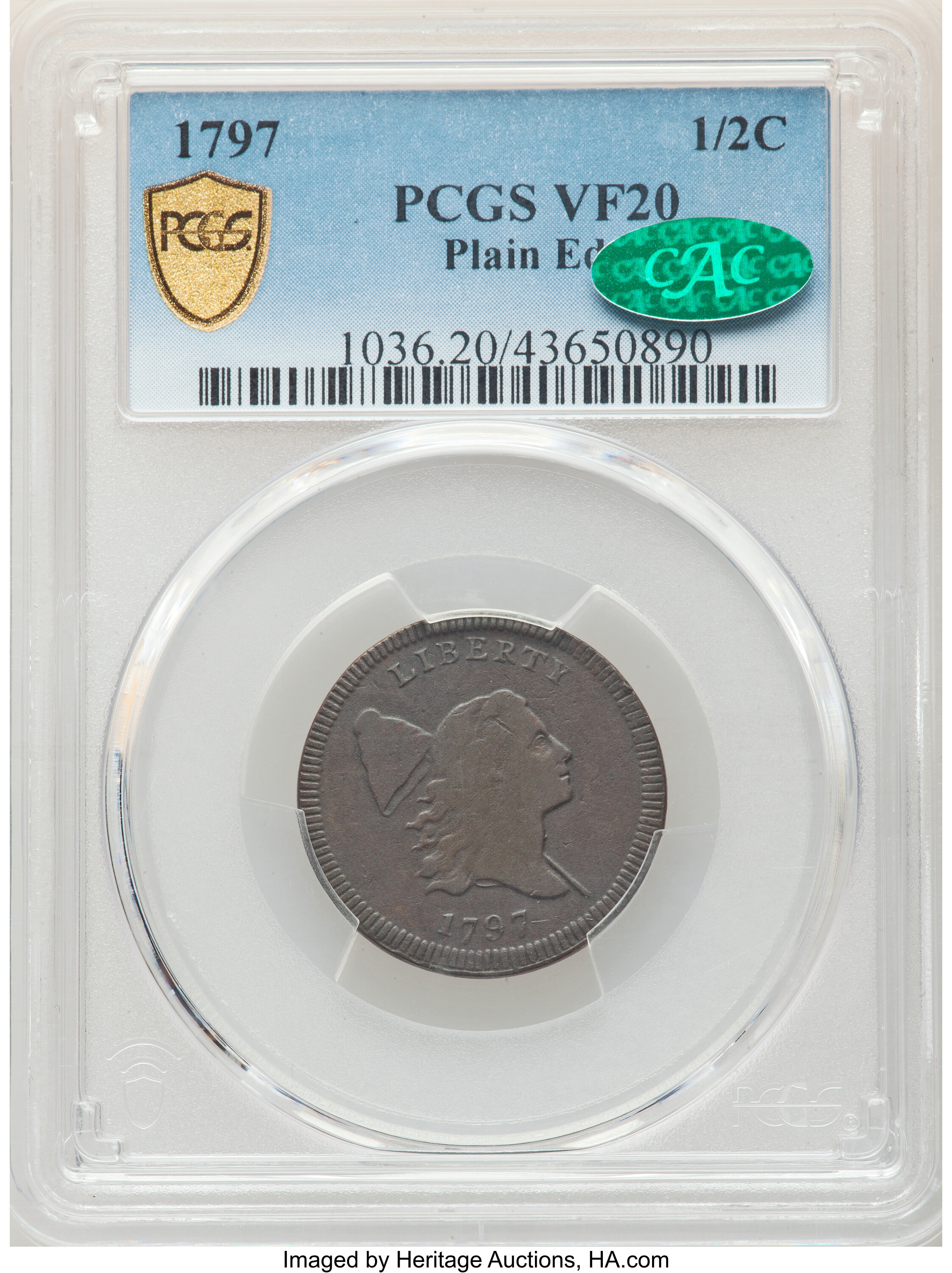 1797 1/2c Plain Edge, Centered Head, C-2 MS BN VF20 BN thumbnail 5