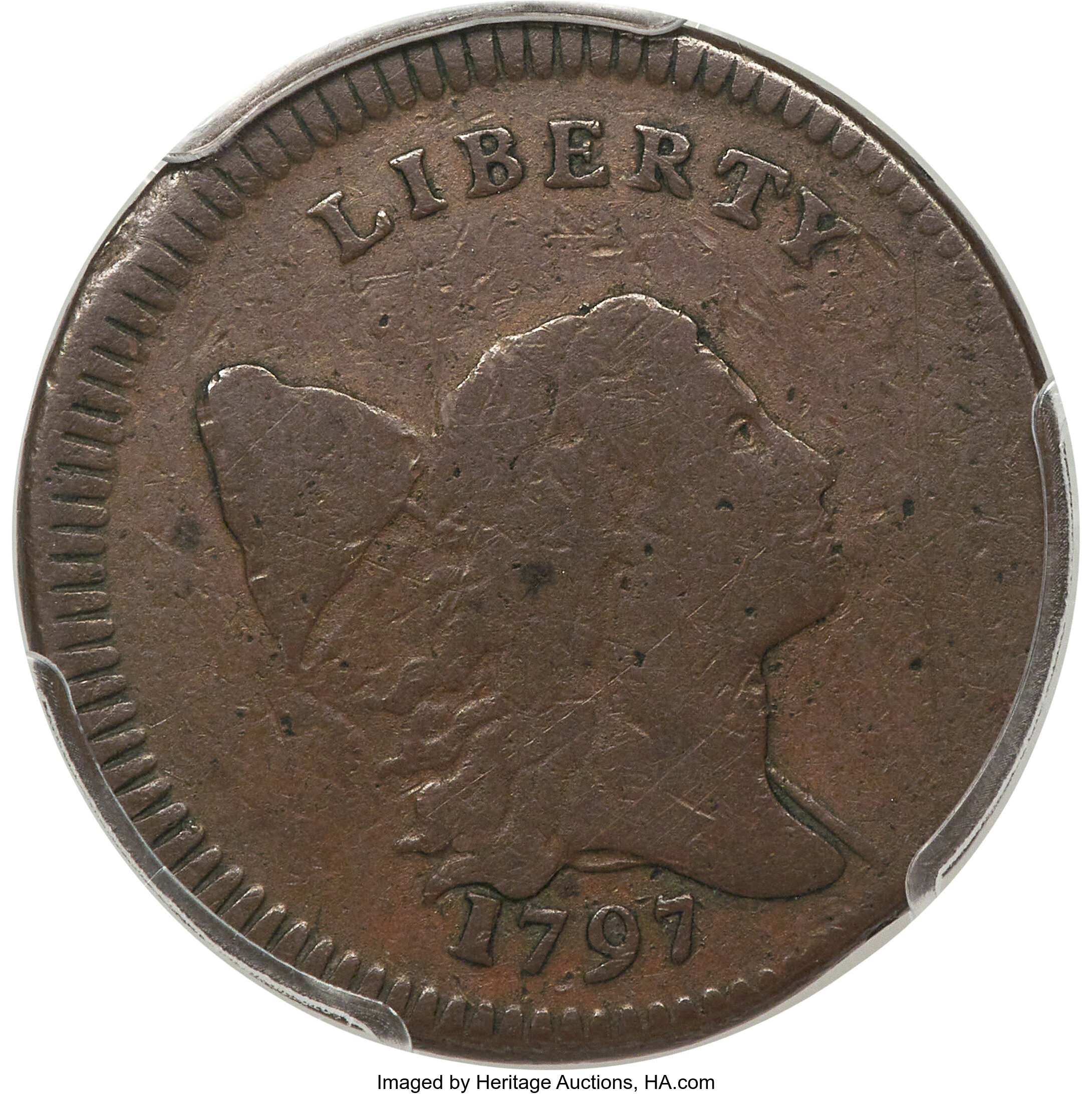 image for: 1797 1/2 C Plain Edge, Low Head, C-3a, B-3c, R.3, Fine 12 PCGS....
