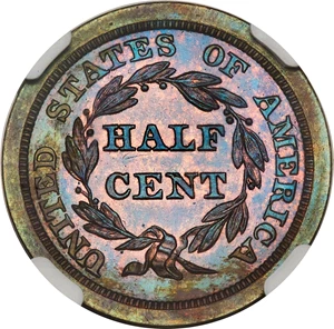 image for: 1848 1/2 C Restrike Series VII, B-1b, R.8, PR65 Brown NGC. ...
