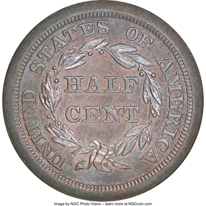 image for: 1848 1/2 C Restrike Series VII, B-1b, R.8, PR65 Brown NGC. ...