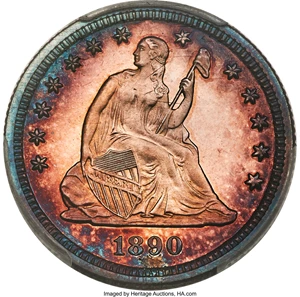 image for: 1890 25C PR66 Cameo PCGS....
