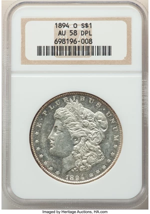 image for: 1894-O $1 AU58 Deep Prooflike NGC....
