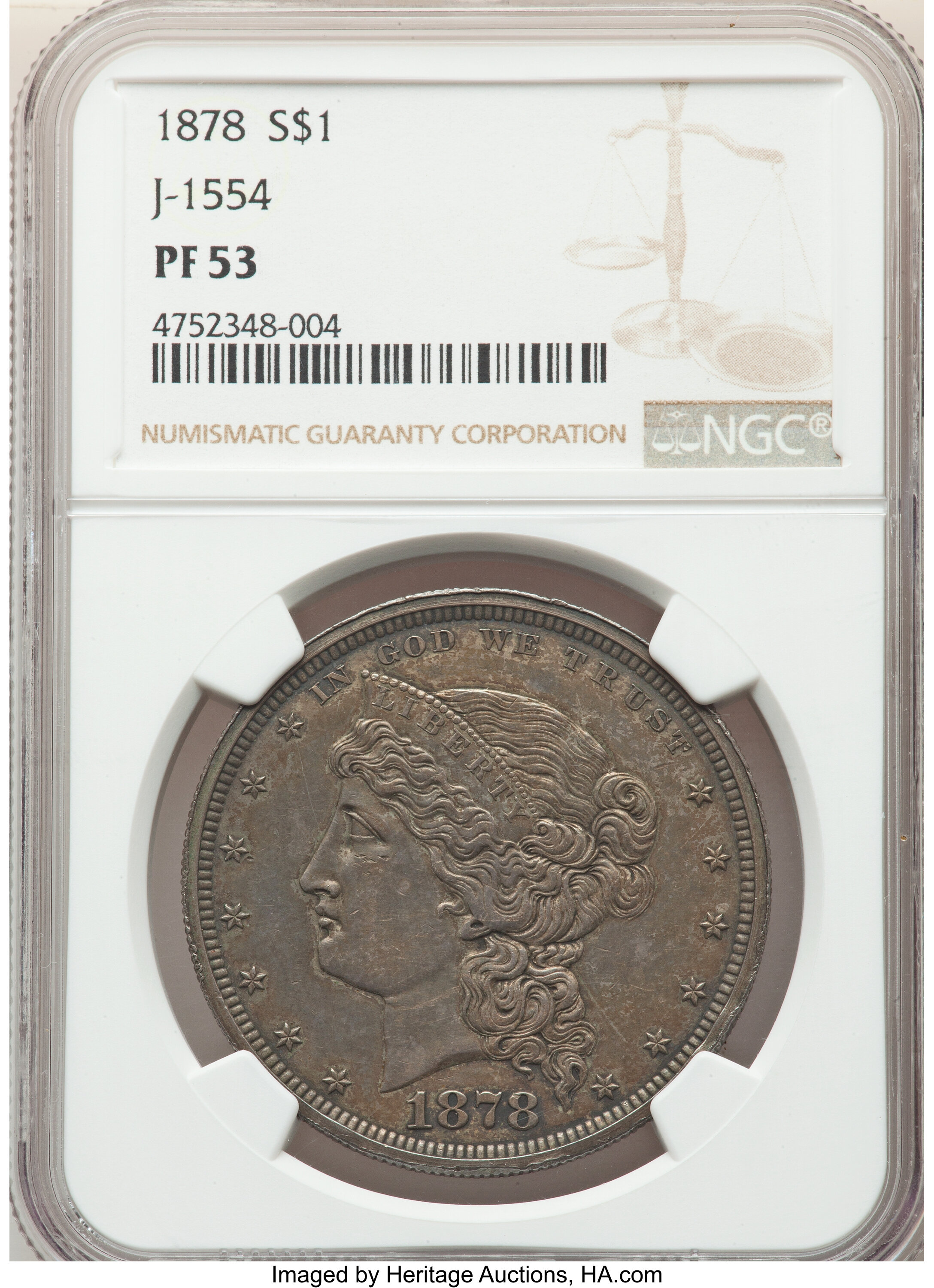 image for: 1878 $1 Dollar, Judd-1554, Pollock-1737, R.7, PR53 NGC. NGC Census: (2/14). PCGS Population: (0/37).  ...