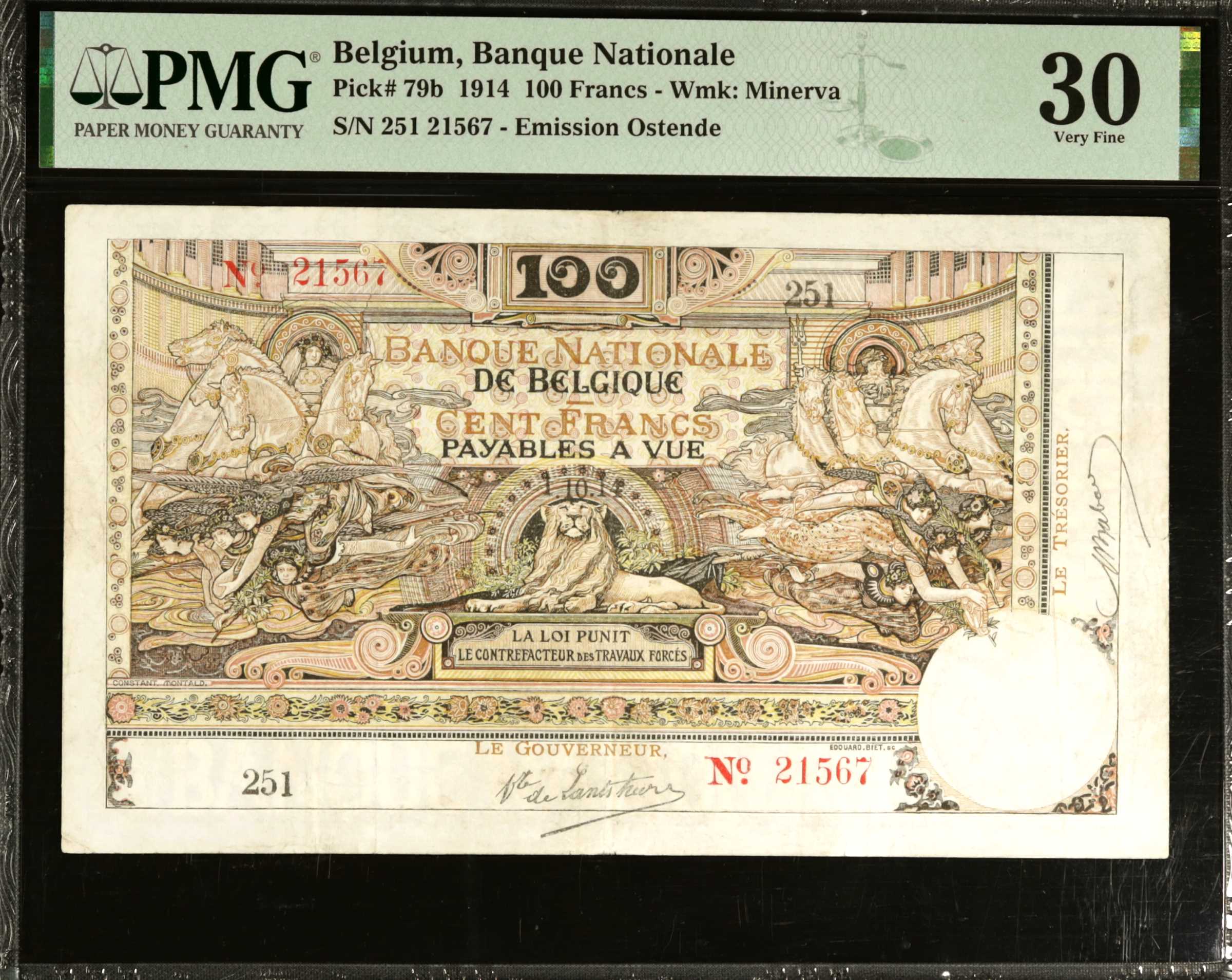 image for: Belgium  100 francs(B538a)