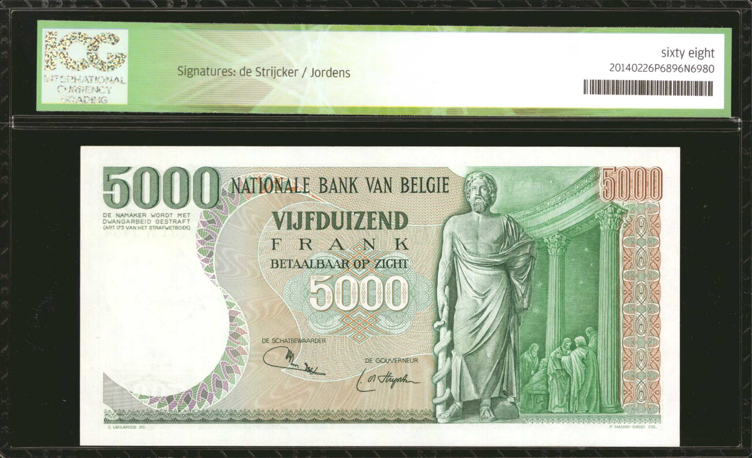 image for: Belgium  5,000 francs (B584as)