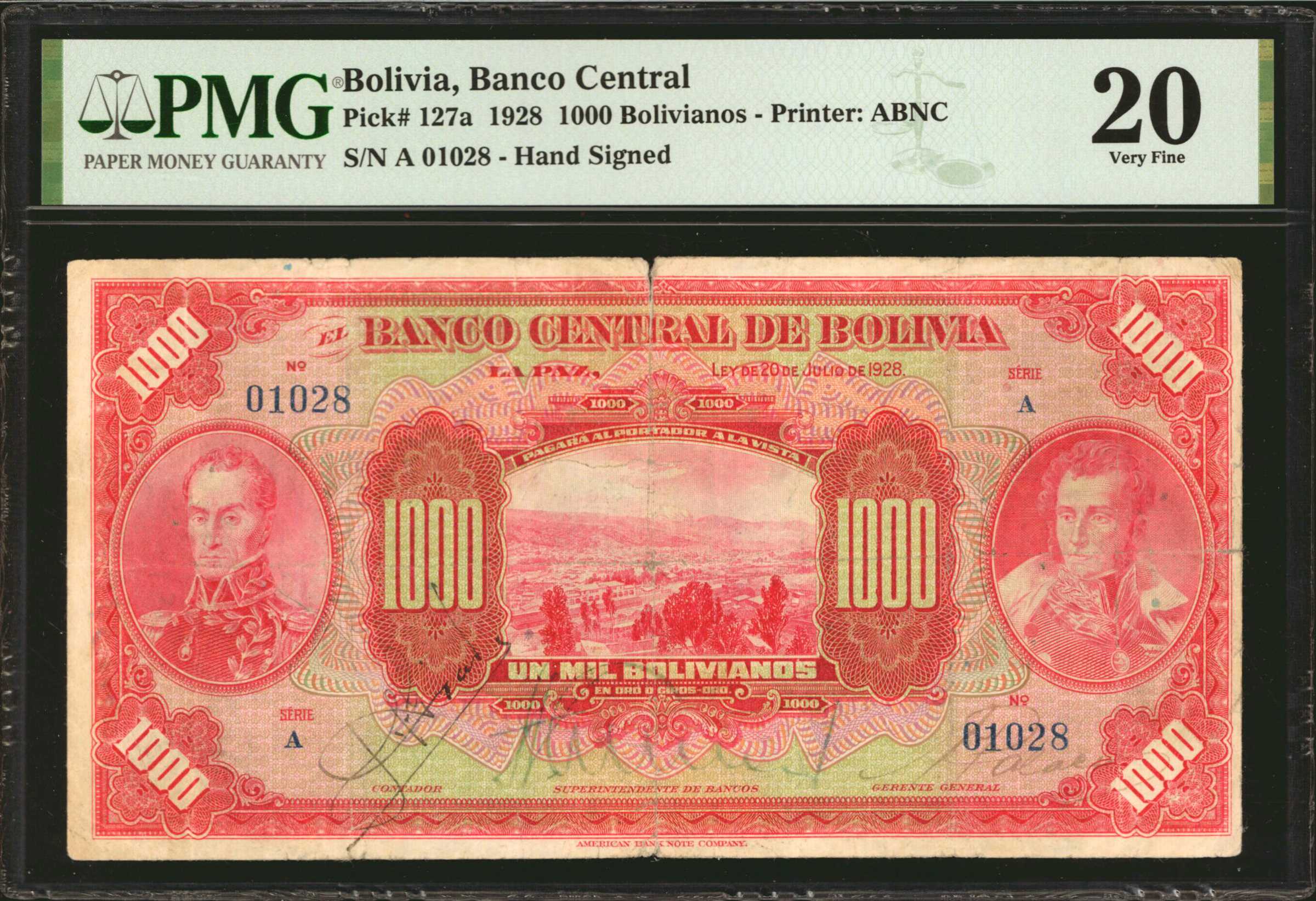 image for: Bolivia  1,000 bolivianos = 100 bol?vares(B315d)