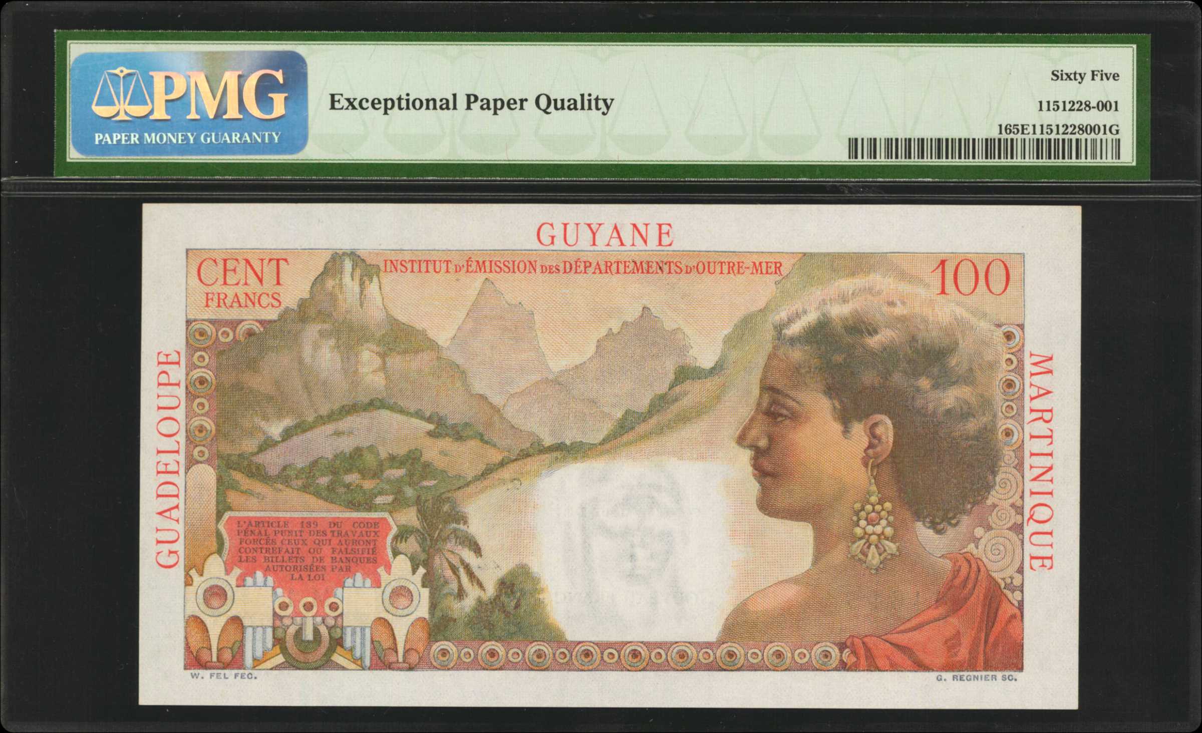 image for: French Antilles  1 nouveau franc on 100 francs (B101as2)