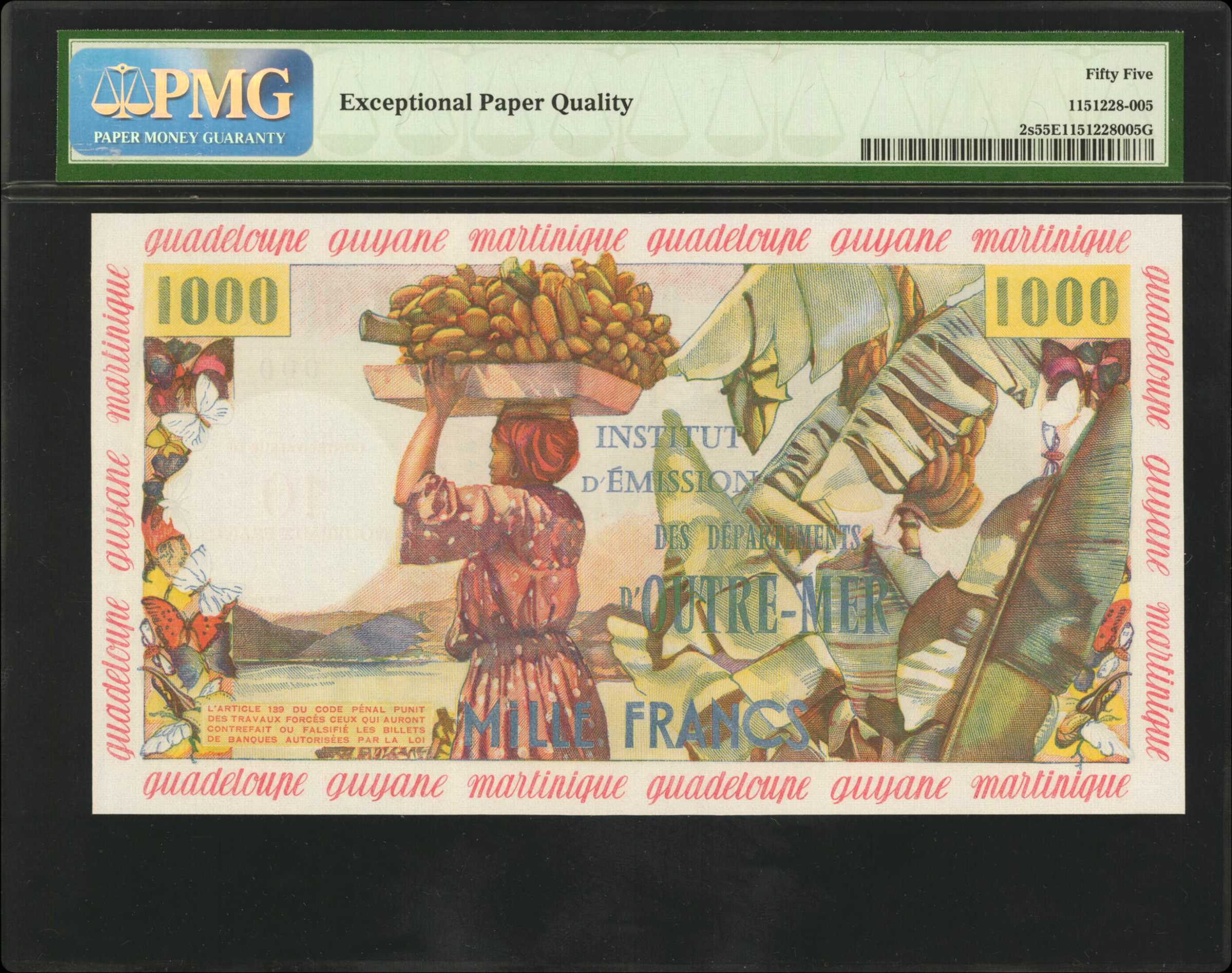 image for: French Antilles  10 nouveaux francs on 1,000 francs (B102as1)