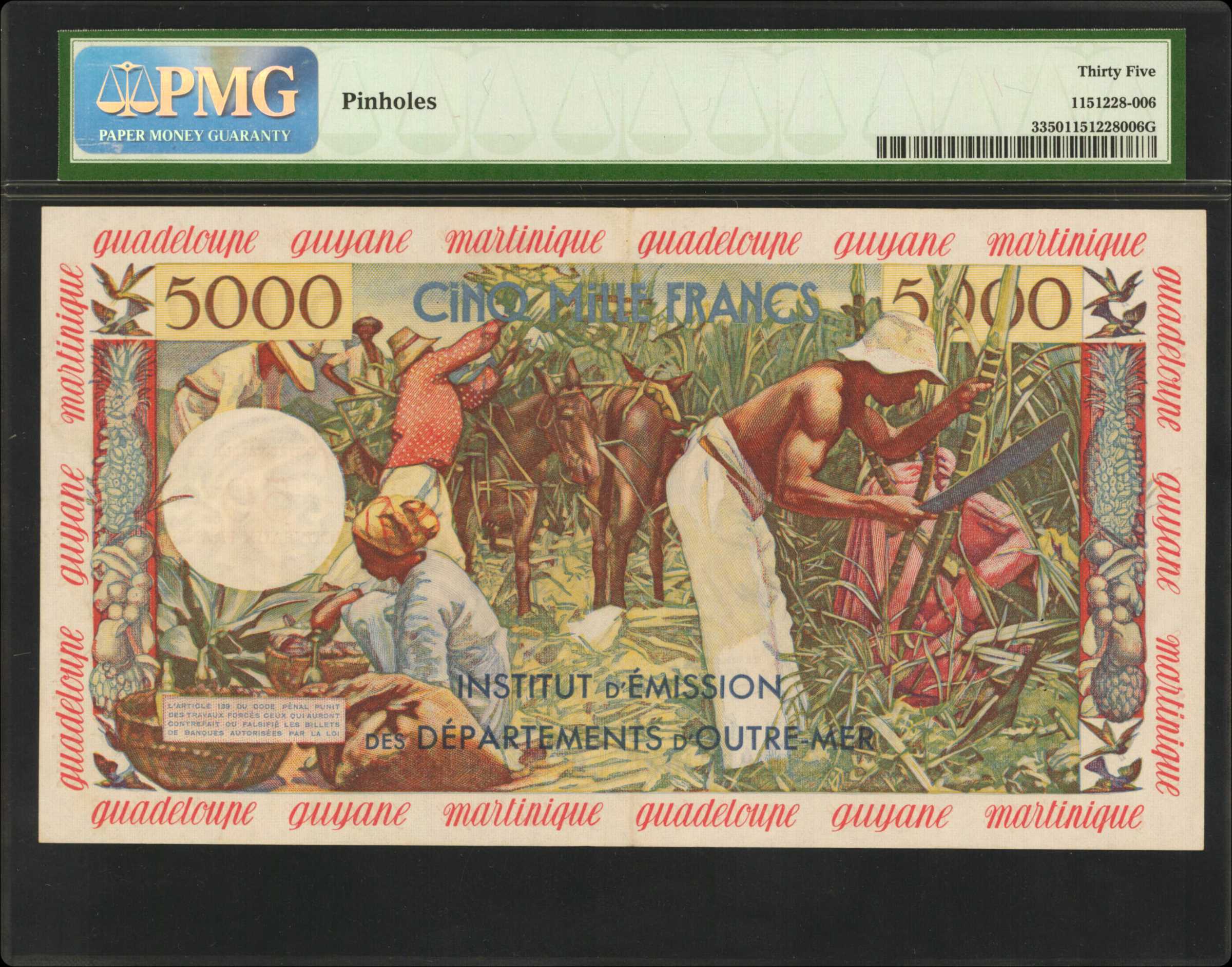 image for: French Antilles  50 nouveaux francs on 5,000 francs (B103a)
