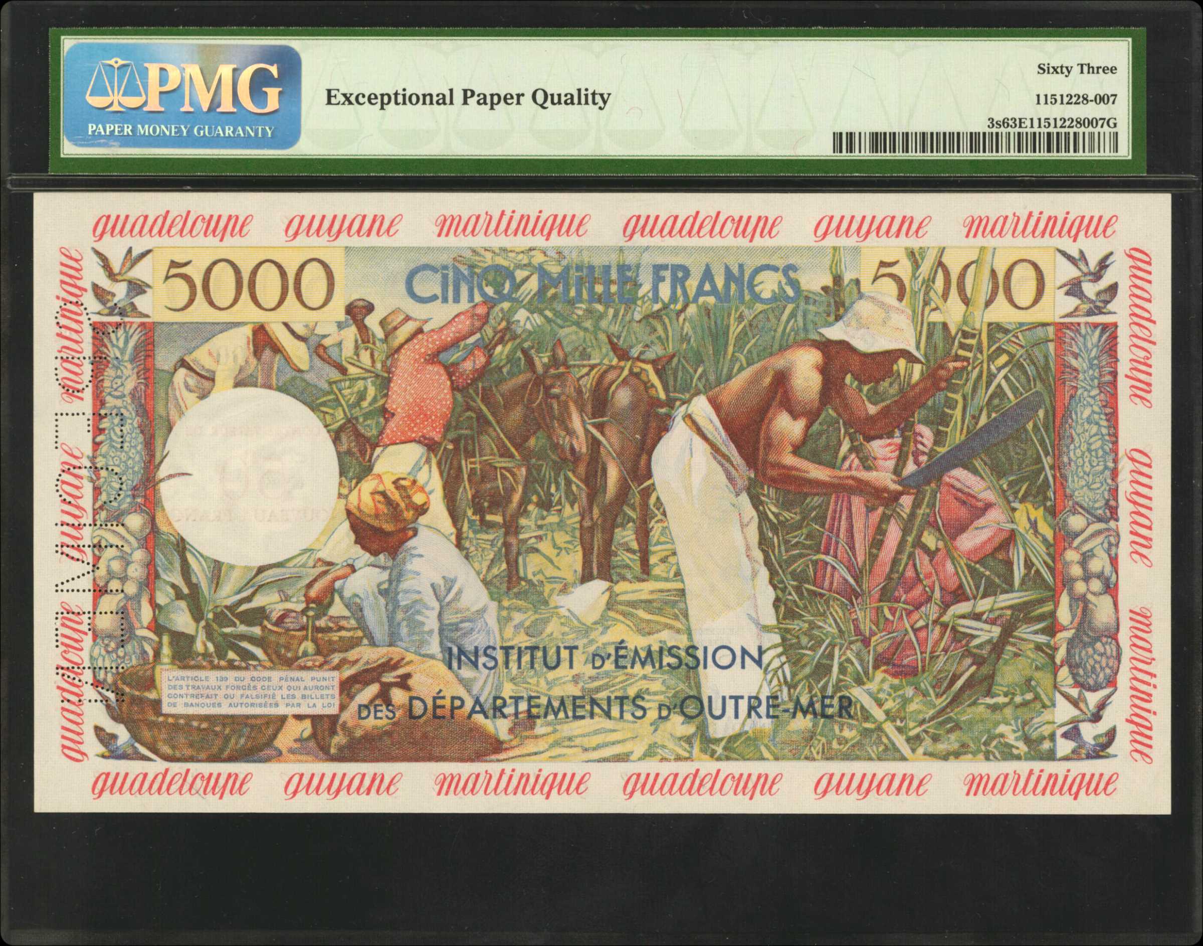 image for: French Antilles  50 nouveaux francs on 5,000 francs (B103a)