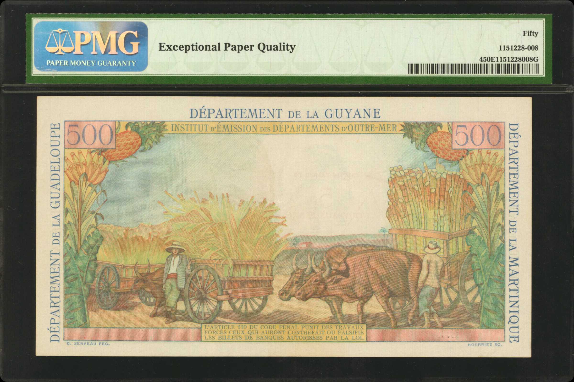 image for: French Antilles  5 nouveaux francs on 500 francs (B104a)