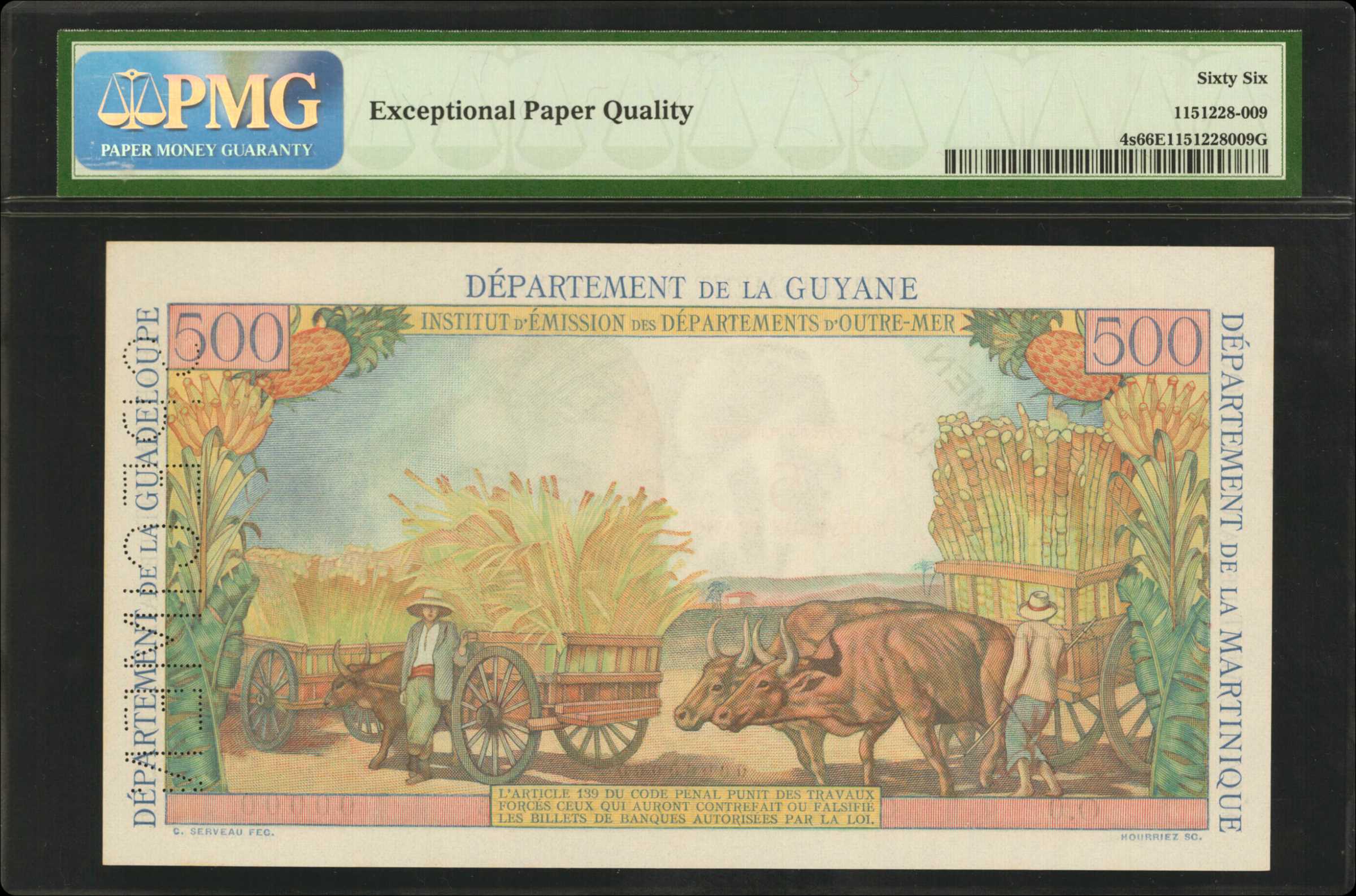 image for: French Antilles  5 nouveaux francs on 500 francs (B104a)