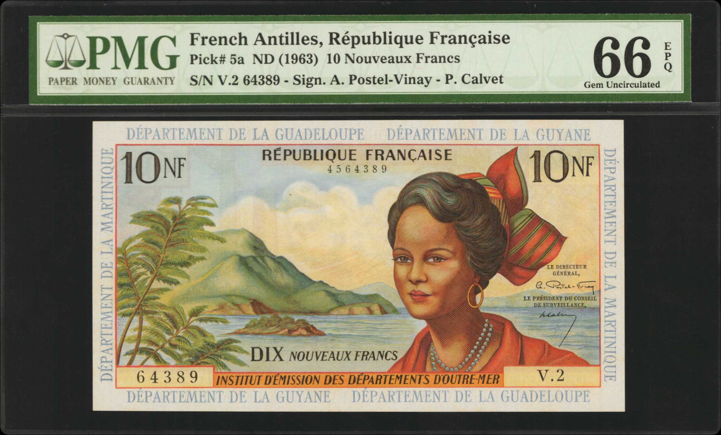 image for: French Antilles  10 nouveaux francs (B105a)