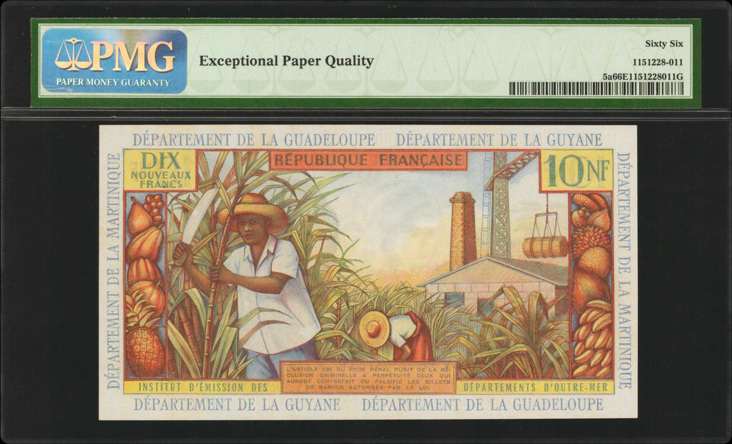image for: French Antilles  10 nouveaux francs (B105a)