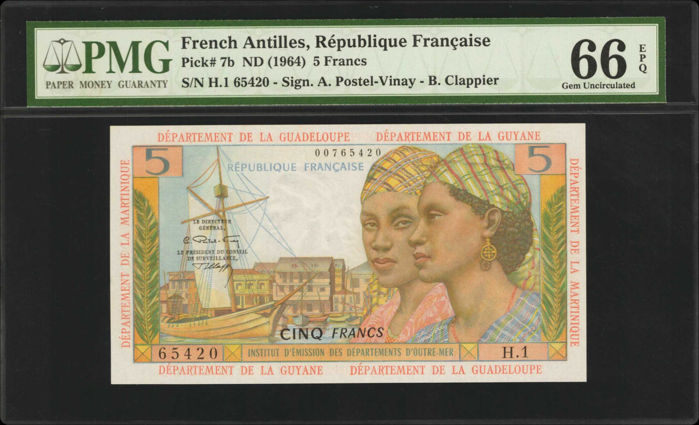image for: French Antilles  5 francs (B107ap)