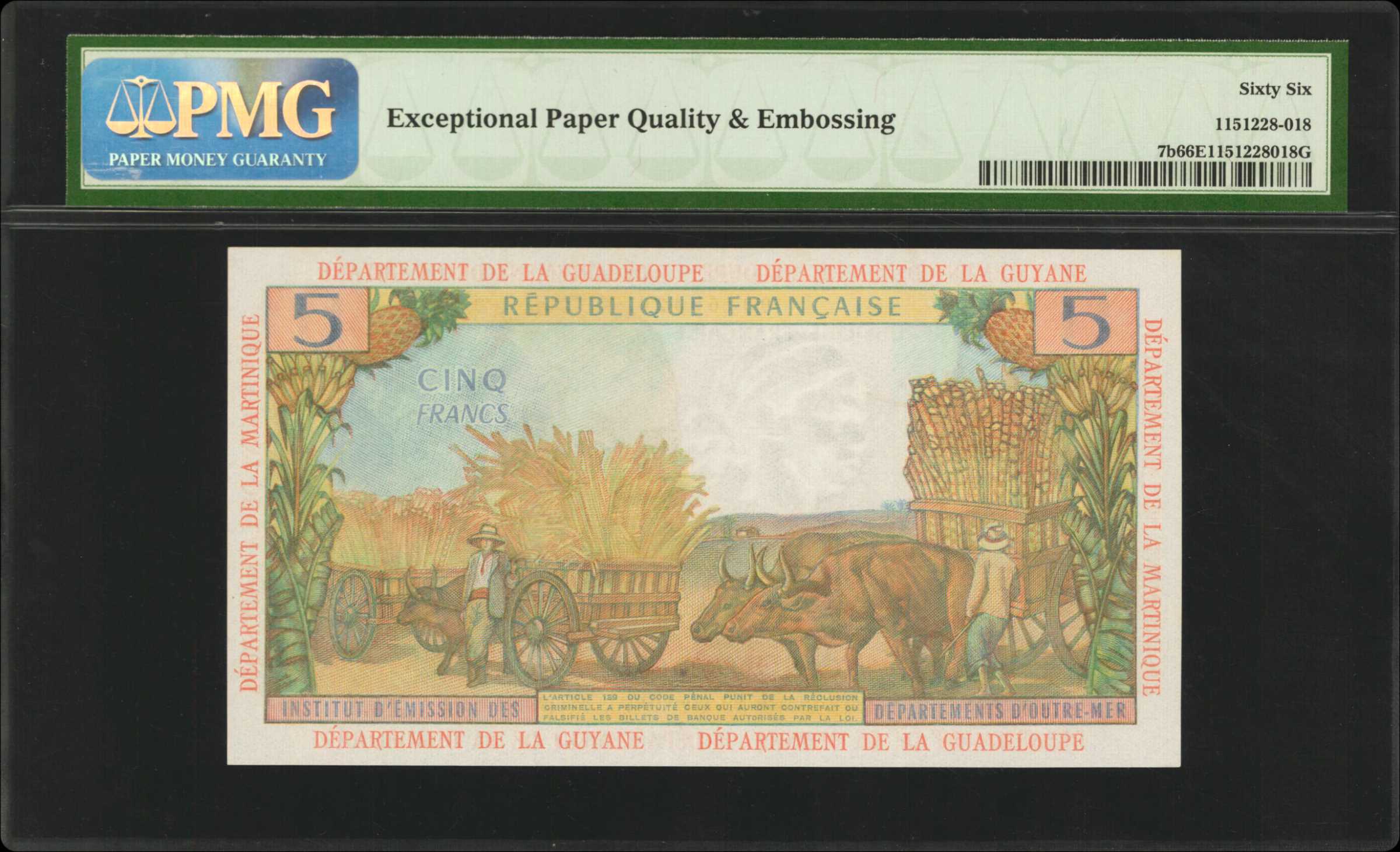 image for: French Antilles  5 francs (B107ap)