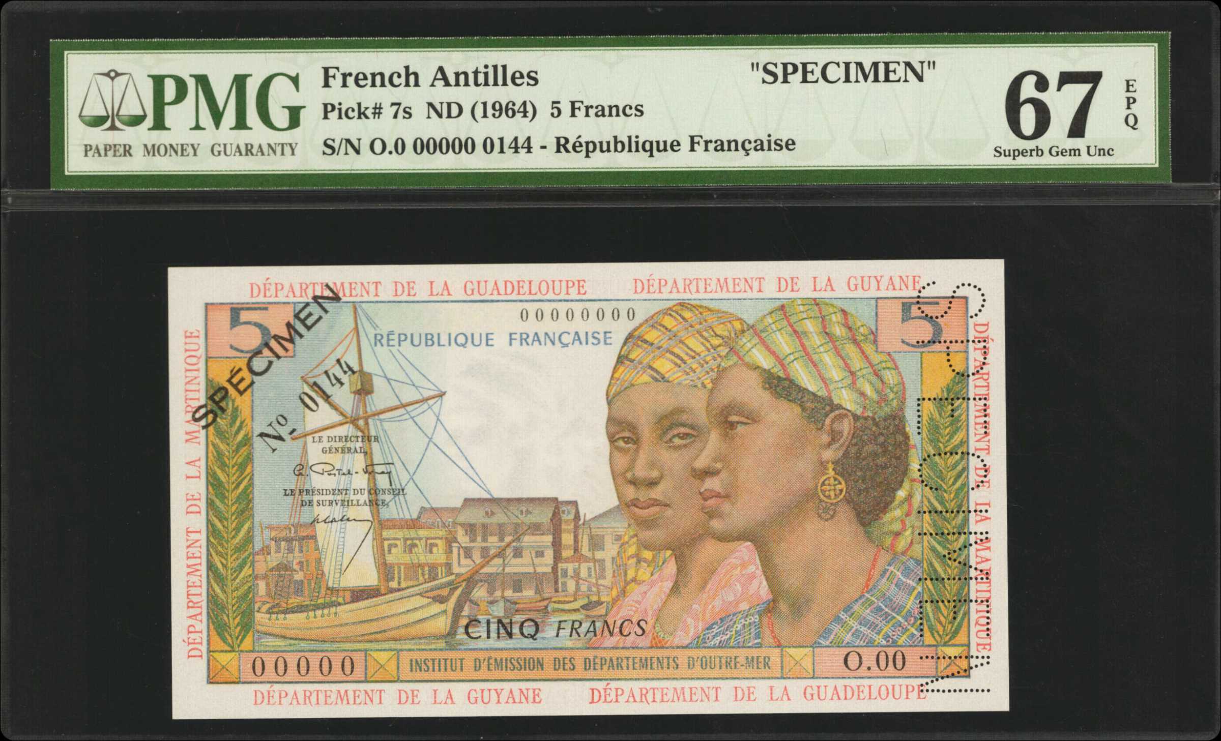 image for: French Antilles  5 francs (B107bs)