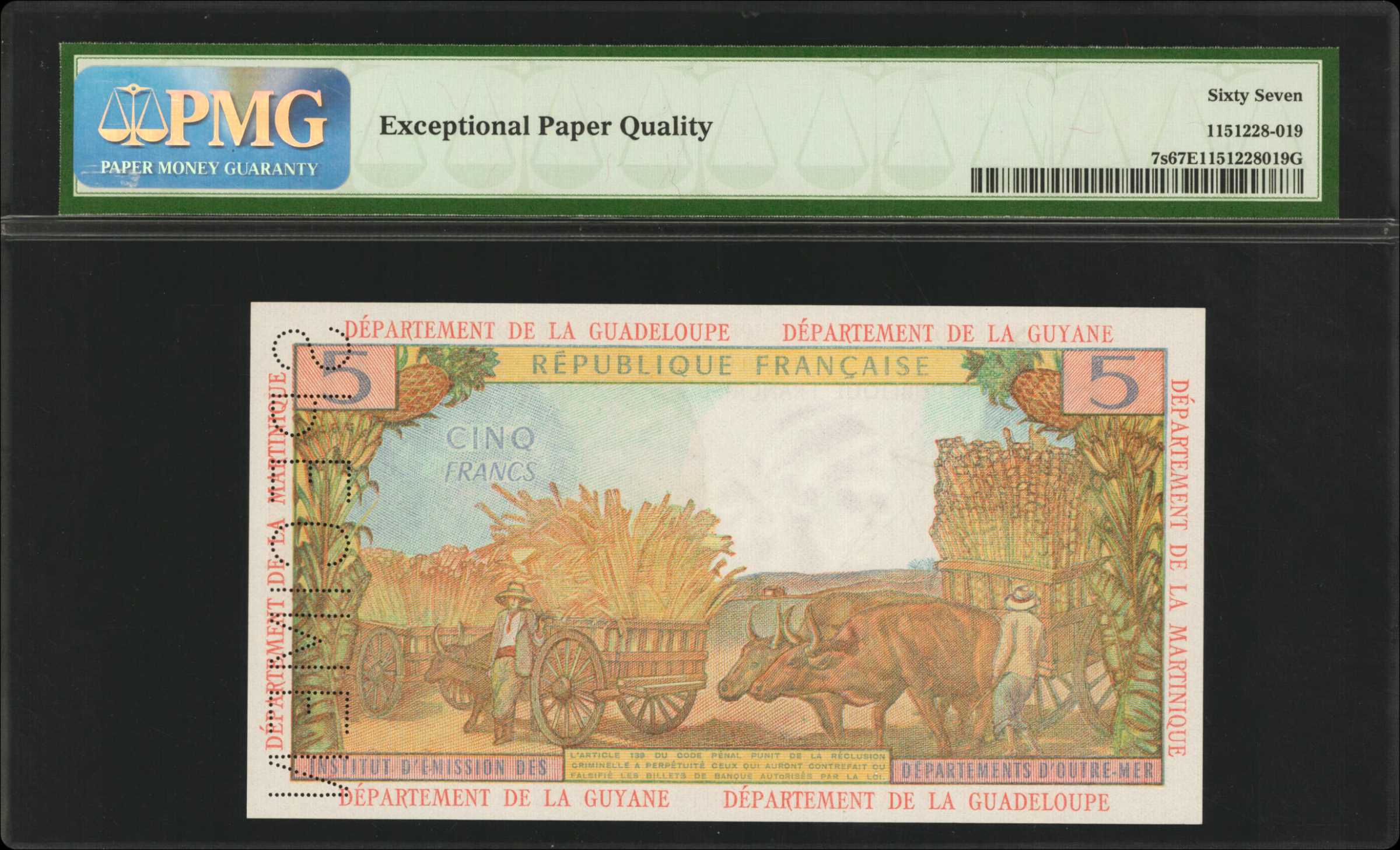 image for: French Antilles  5 francs (B107bs)