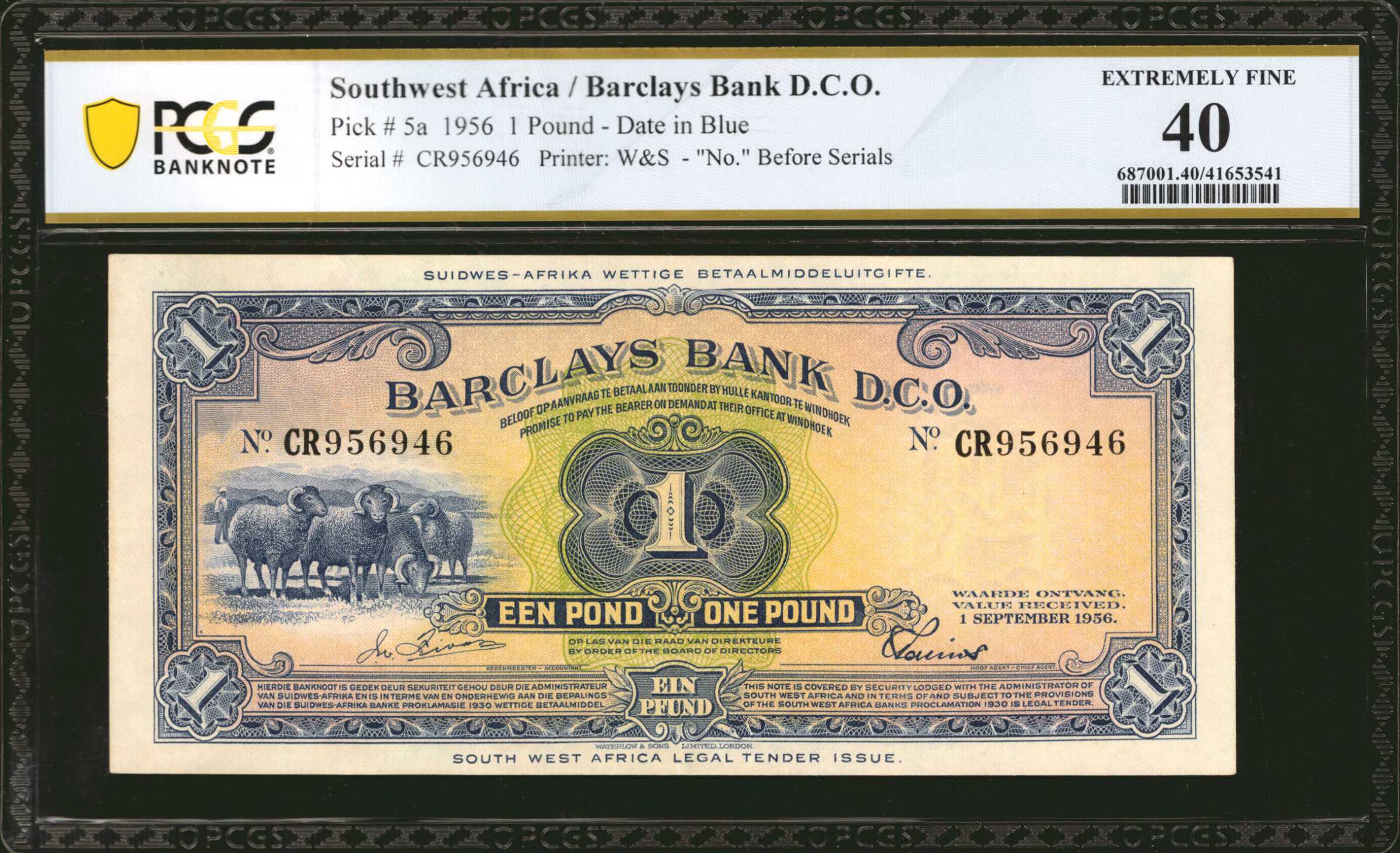 30.11.1954 30 NOVEMBER 1954 Sig 6: Strydom/Rabie Date and signatures printed in blue With black No before prefix Prefix BG - BY 