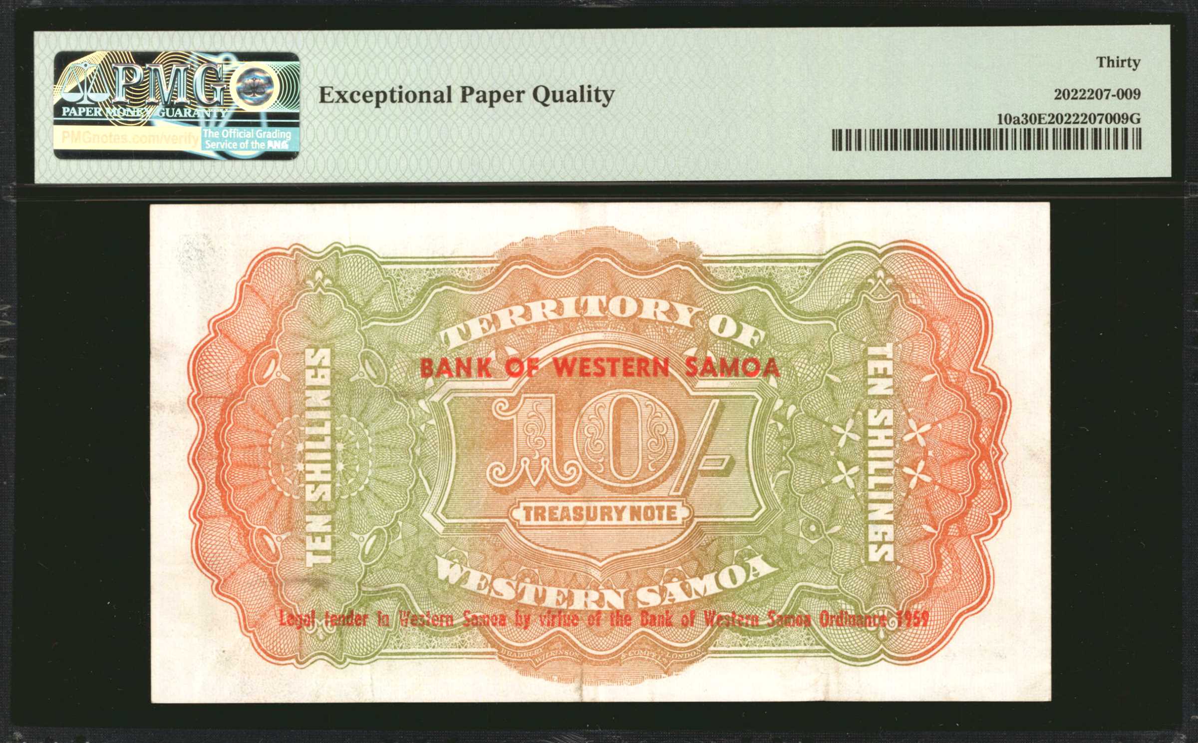 image for: Western Samoa  10 shillings(B301cs)