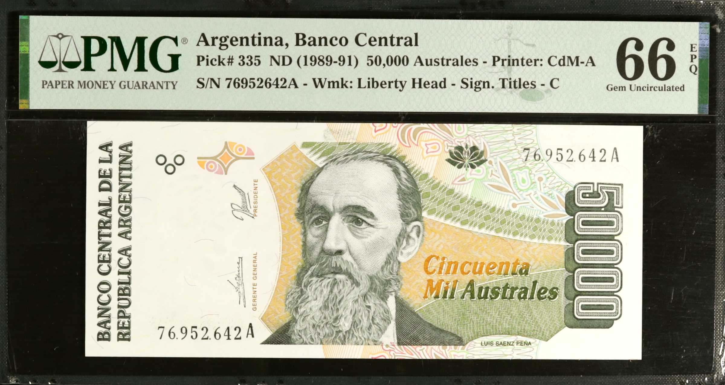 image for: Argentina  50,000 australes (B388as)
