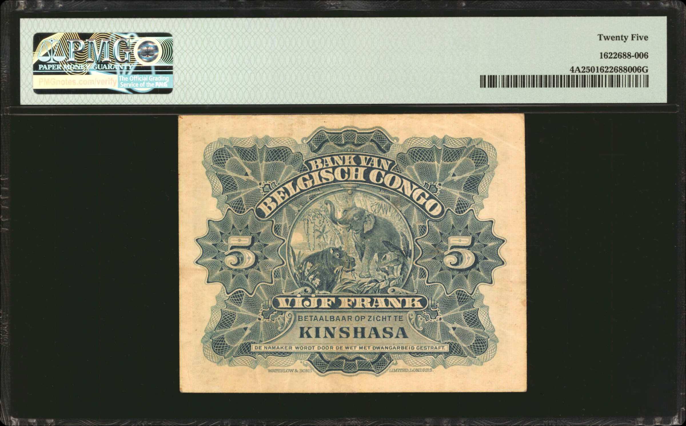 image for: Belgian Congo  5 francs(B202d1)