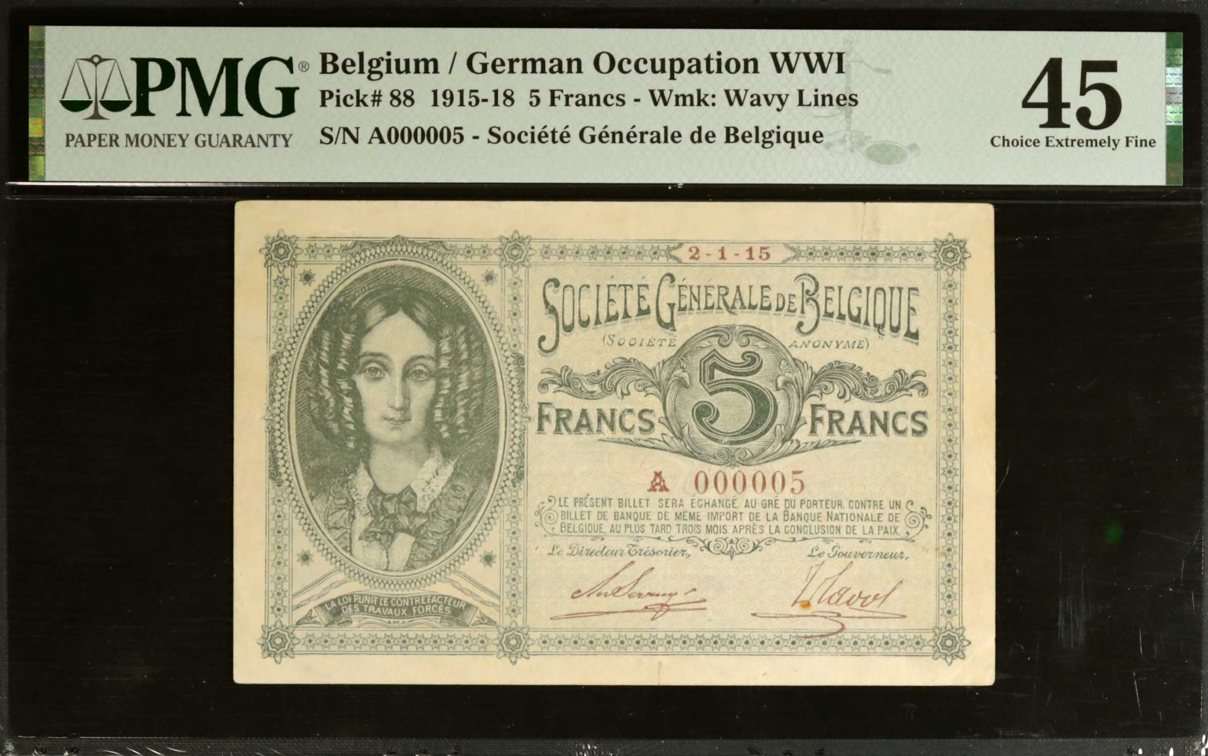 image for: Belgium  5 francs(B121as)