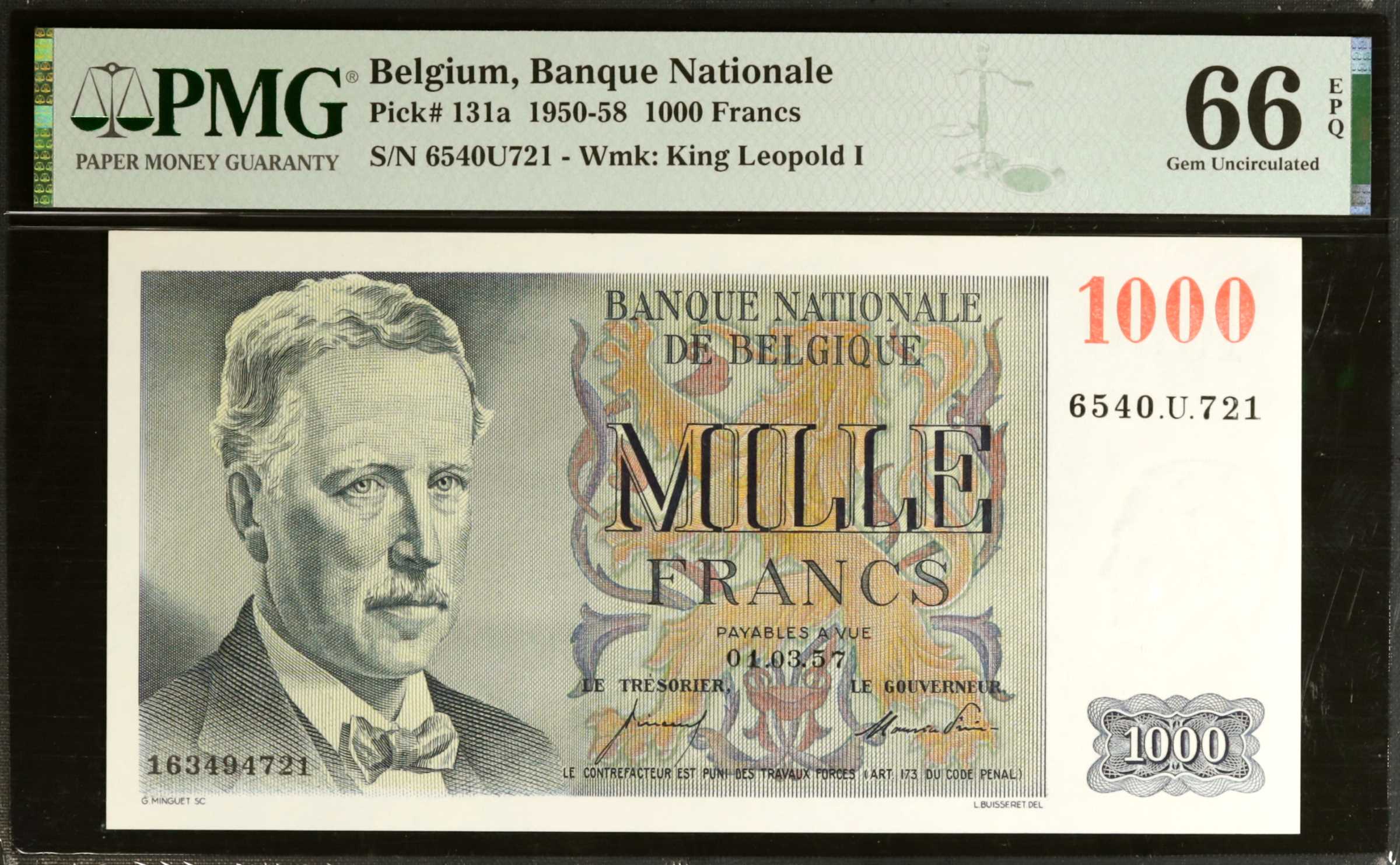 image for: Belgium  1,000 francs (B580as2)
