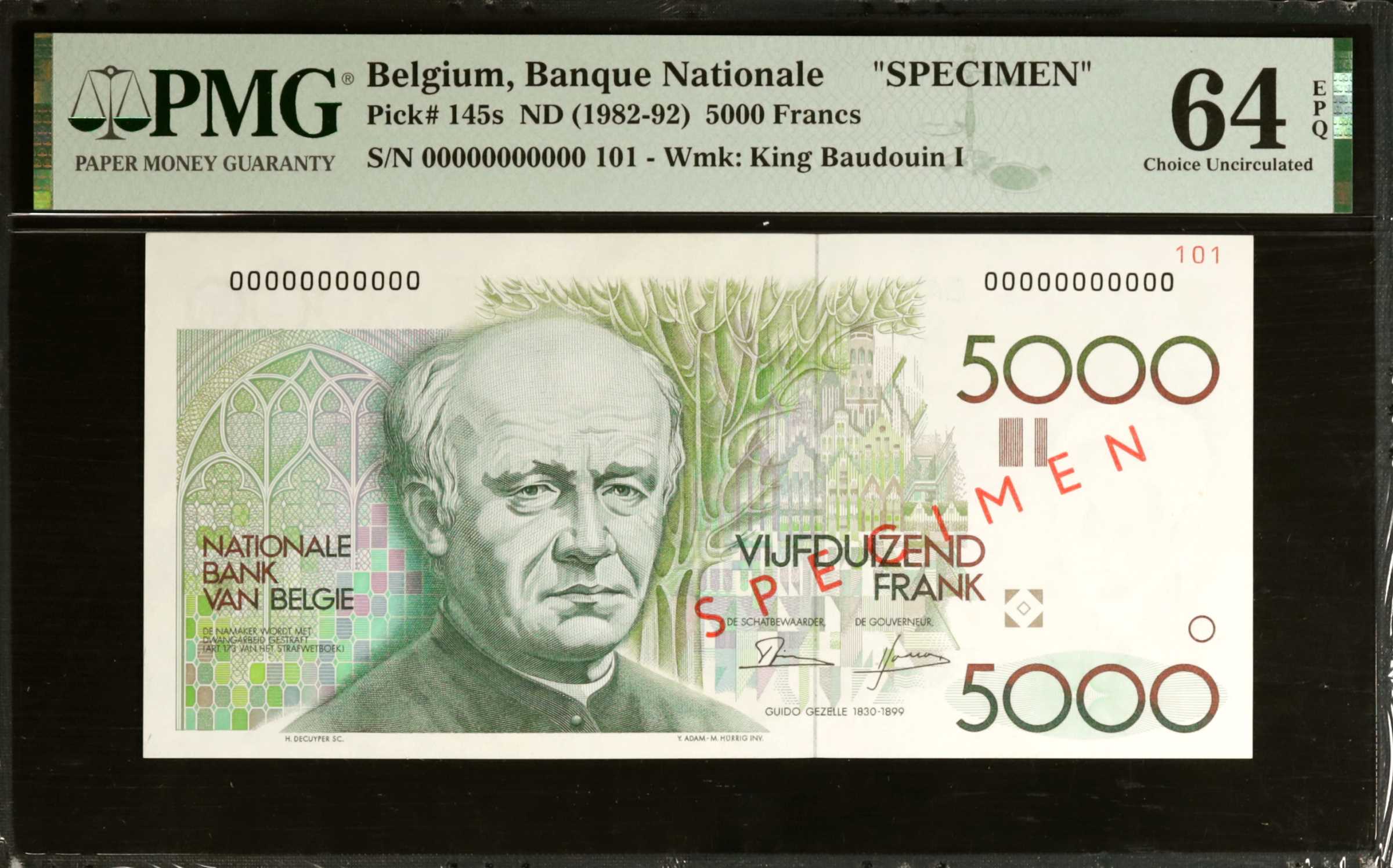 image for: Belgium  5,000 francs (B588e)
