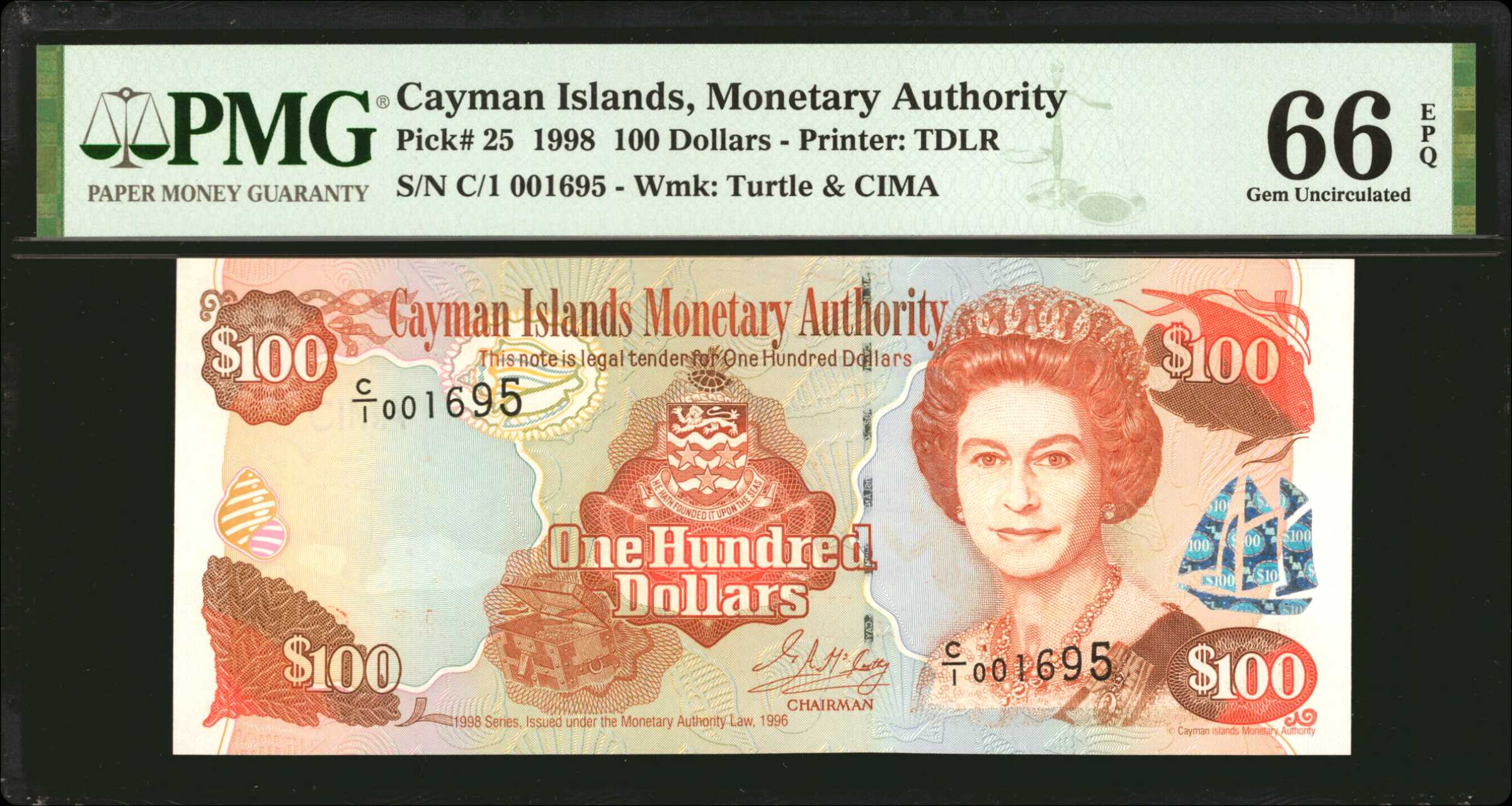 image for: Cayman Islands  100 dollars (B205a)