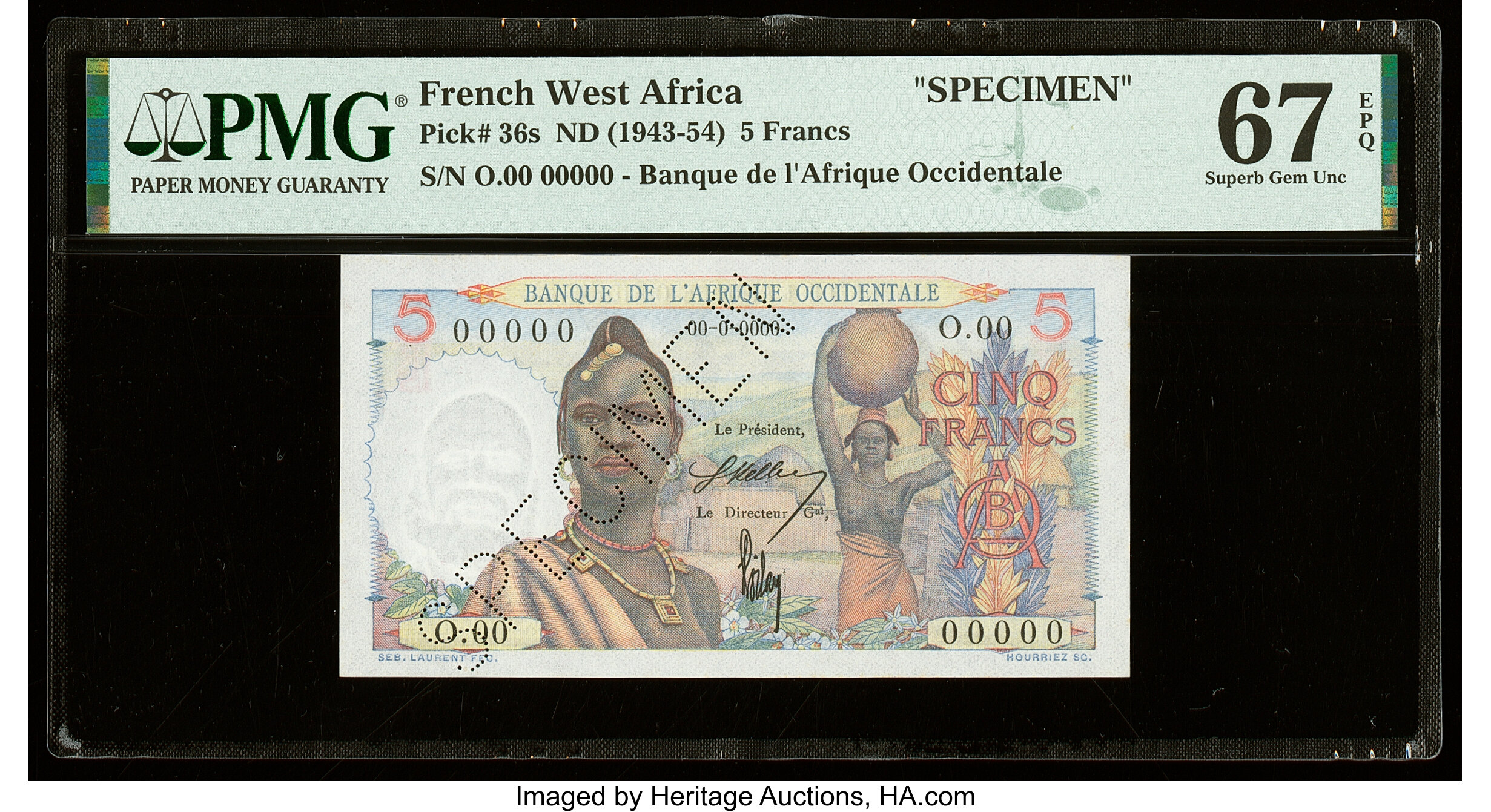 image for: French West Africa  5 francs(B120a1)