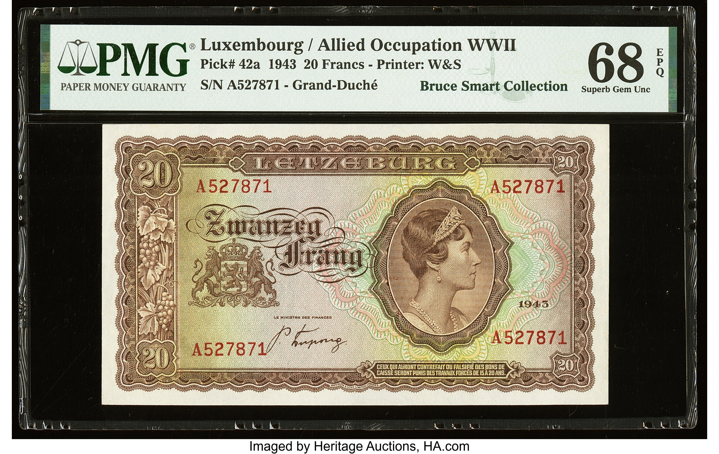 image for: Luxembourg  20 frang (francs) (B327a)