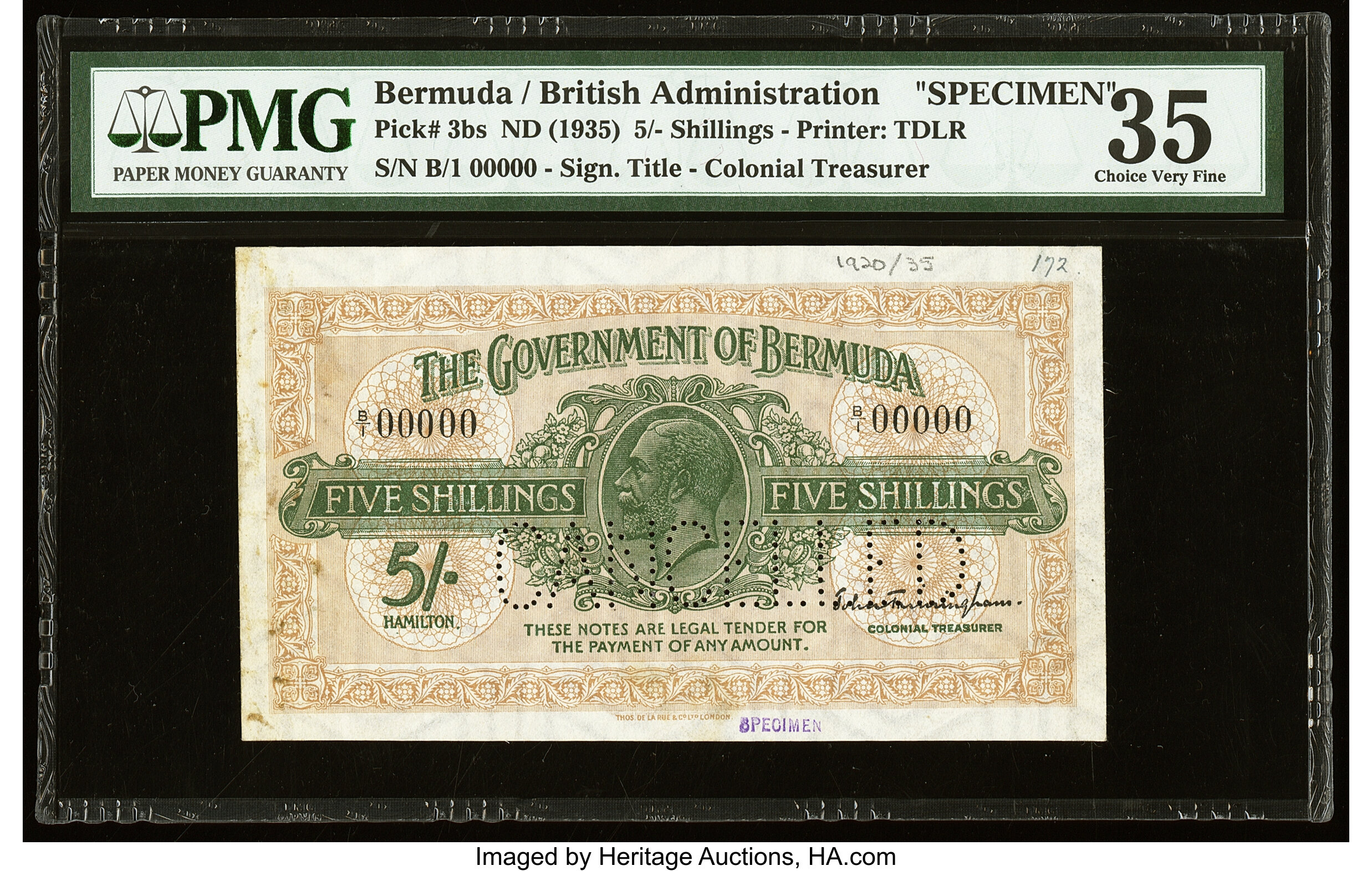 image for: Bermuda  5 shillings(B103bs)