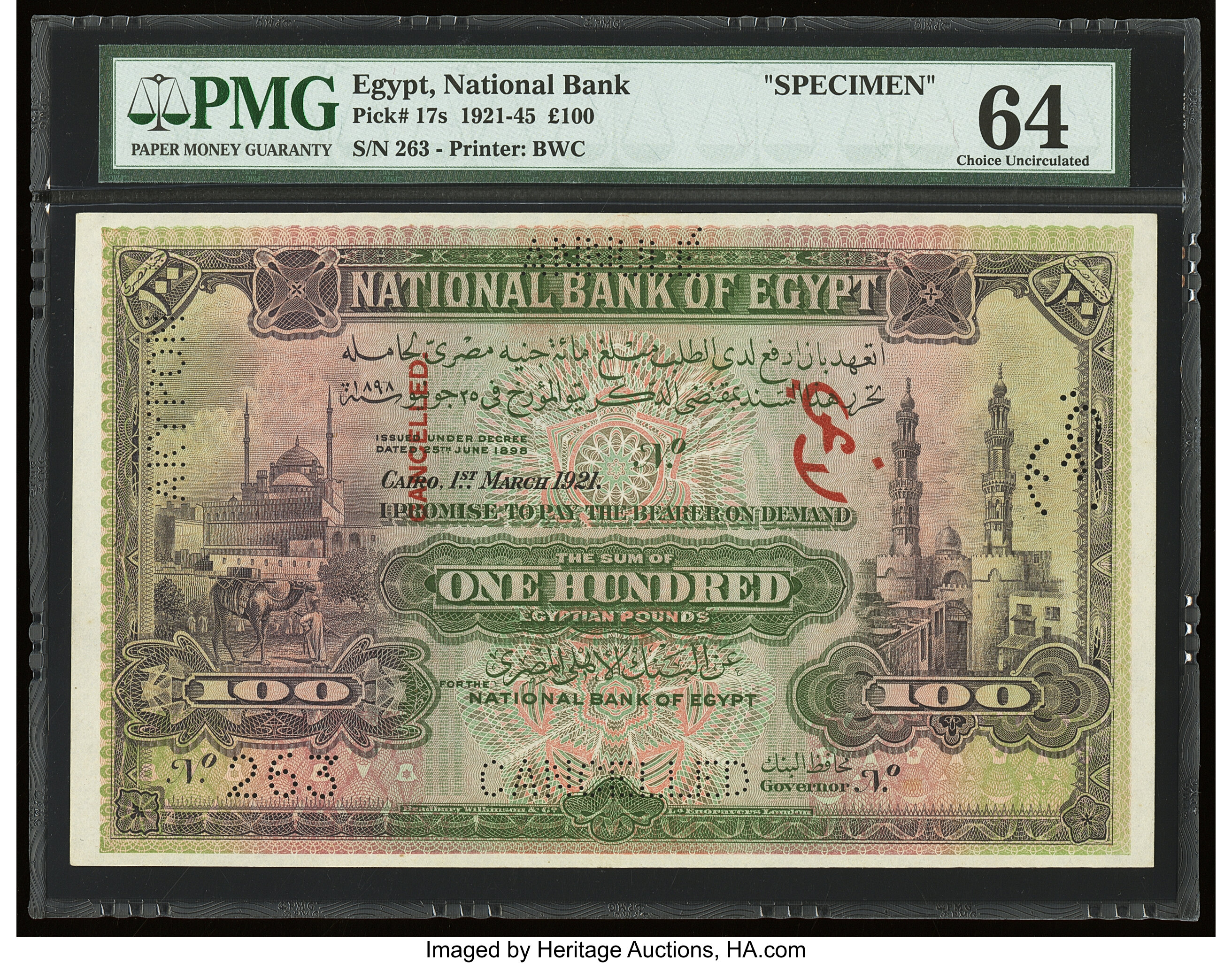 National Bank of Egypt 100 Egyptian pounds B115c,P17d 06 07 1942 