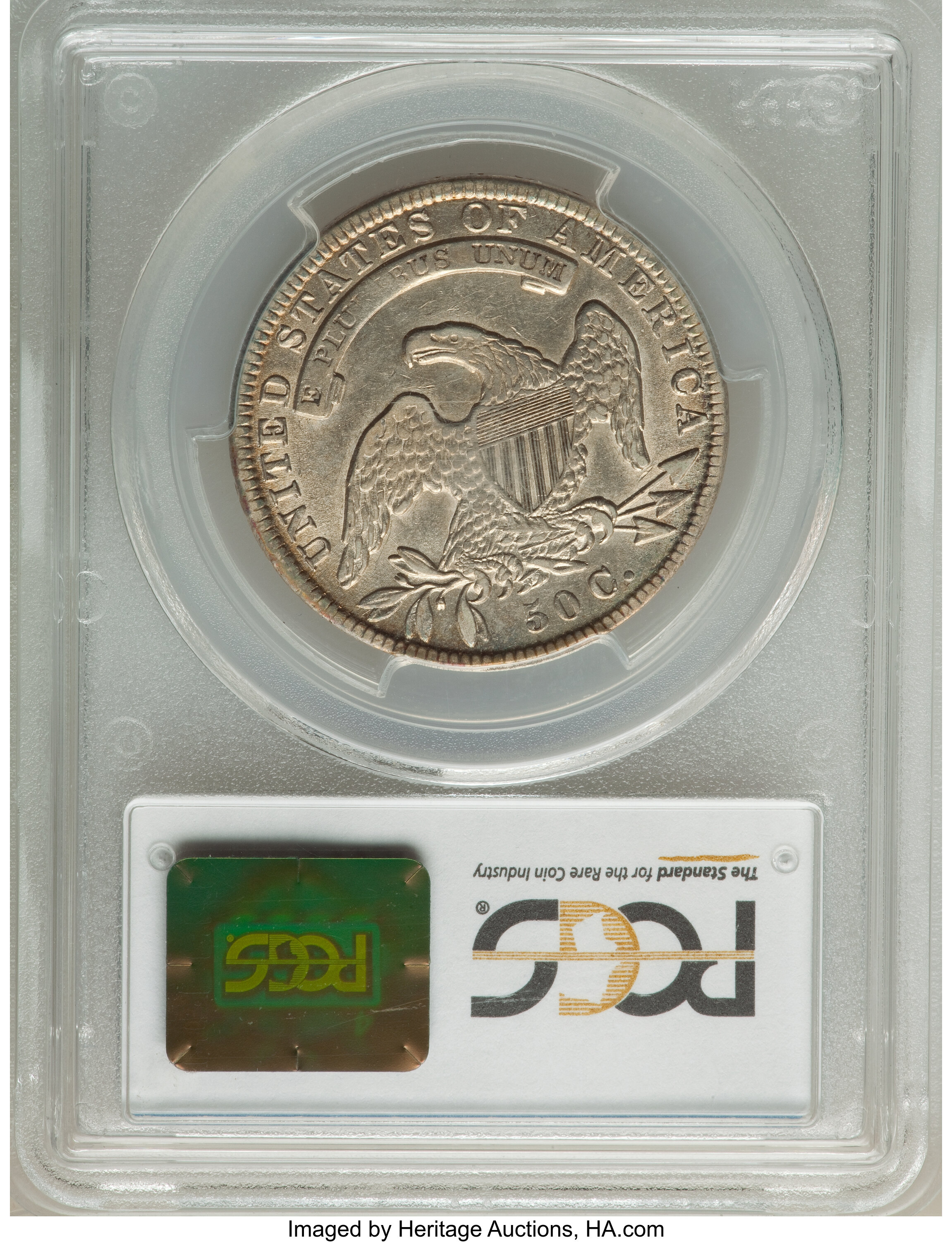 image for: 1836 50C Lettered Edge, O-115, R.3, AU50 PCGS. PCGS Population: (2/6). NGC Census: (1/10). CDN: $297 Whsle. Bid for NGC/PCG...